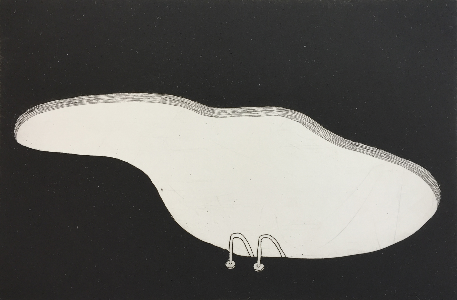 Pool, 2018. Etching, 4 x 6 inches 