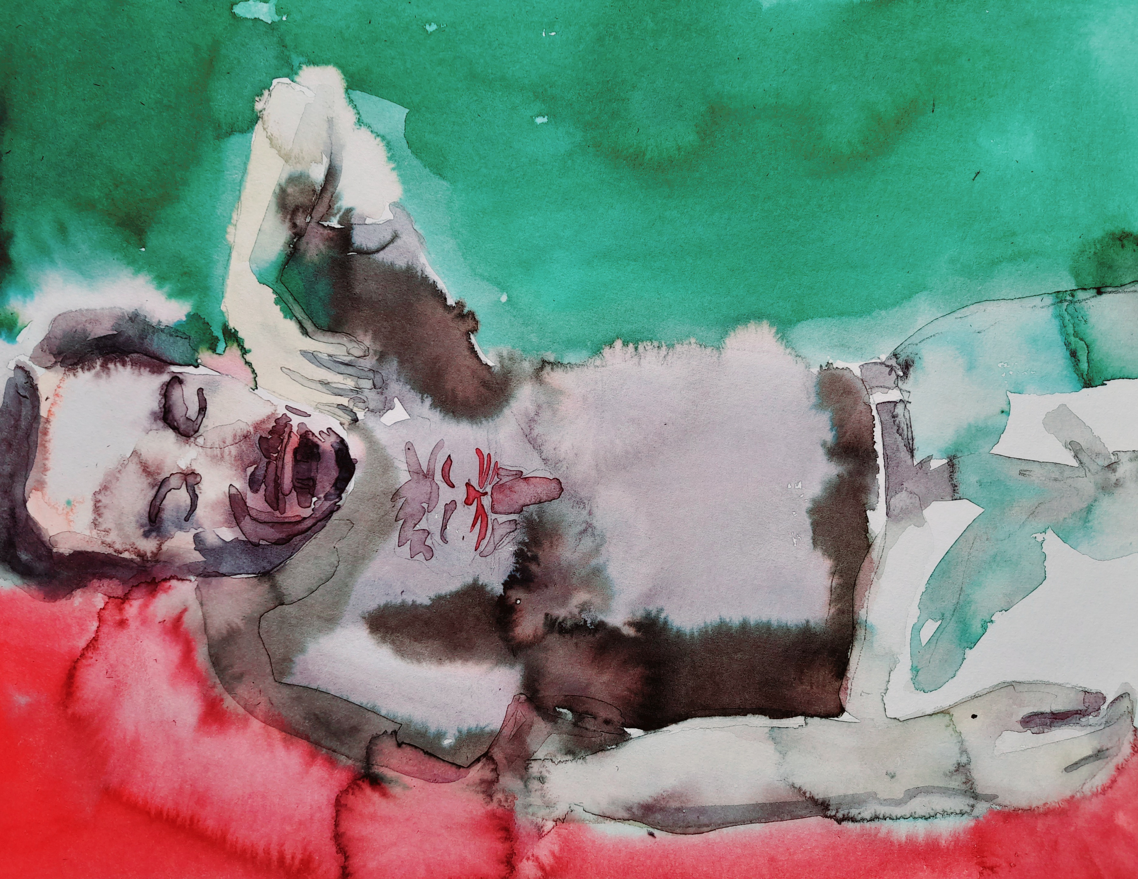 les dormeurs, 2022, 30x 40cm, techniques mixtes