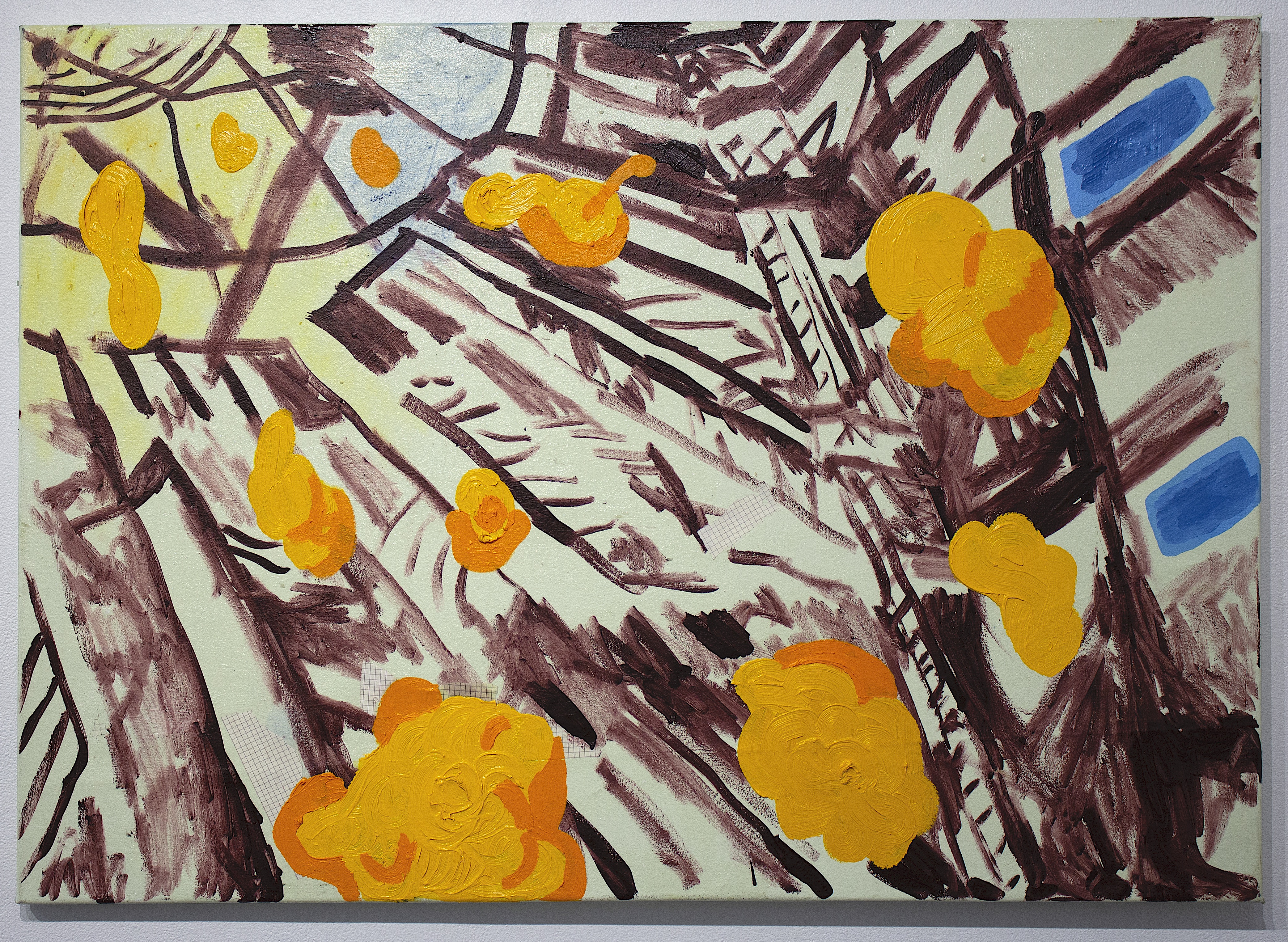 Floaters, 2020, acrylic an oil paint on canvas, 34 x 48 in. 