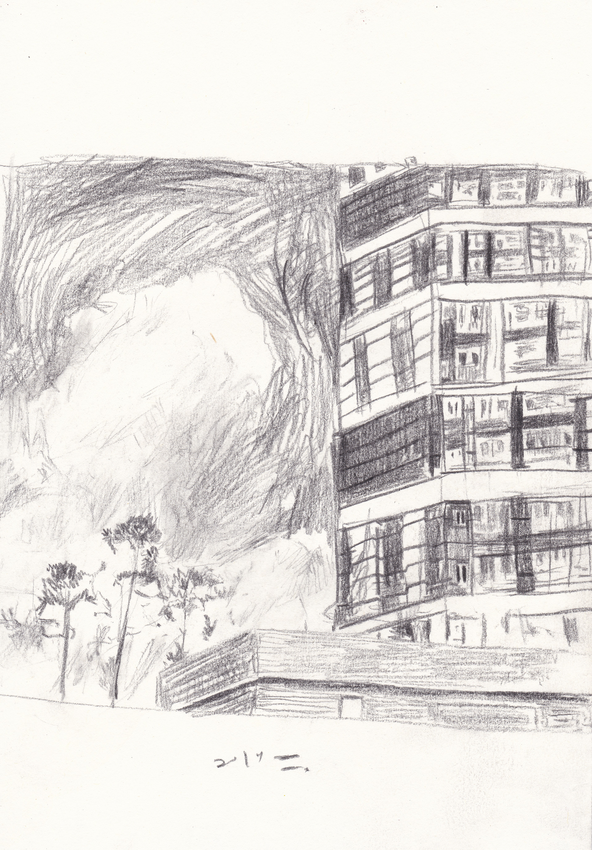 혼란과 구름, 2019, conte on paper, 29.7*21(cm)