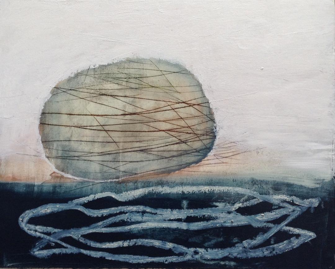 Heather Wilcoxon, Beach Walk Series 2, 16 x 20 in., Oil bar and graphite on paper mounted on wood panel, 2018 (Sold)