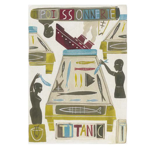 POISSONERIE TITANIC 2005, tempera on canvas, 17cm x 24cm