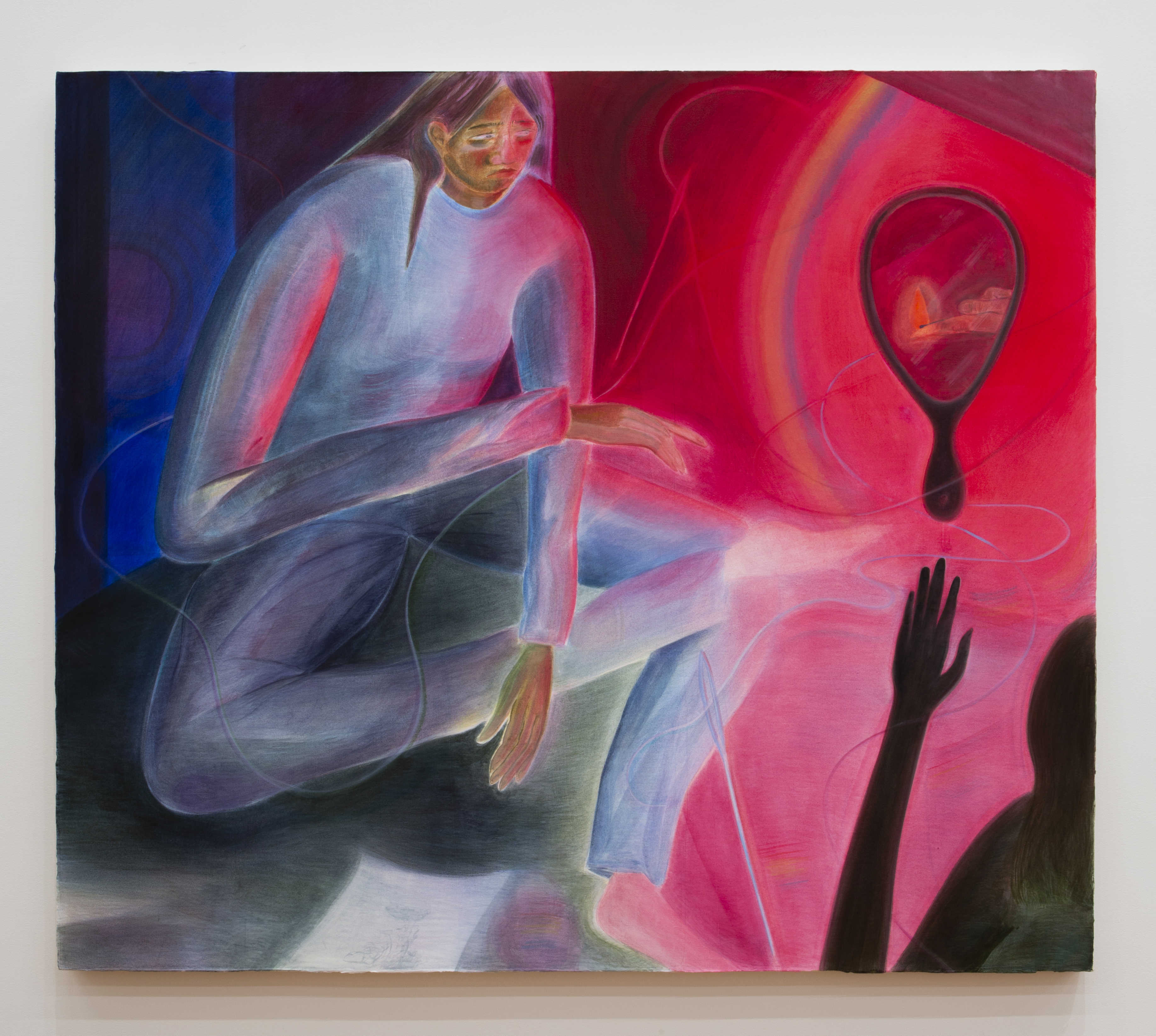 Thin Air, acrylic, watercolor, and flashe on canvas, 40x46 inches, 2022