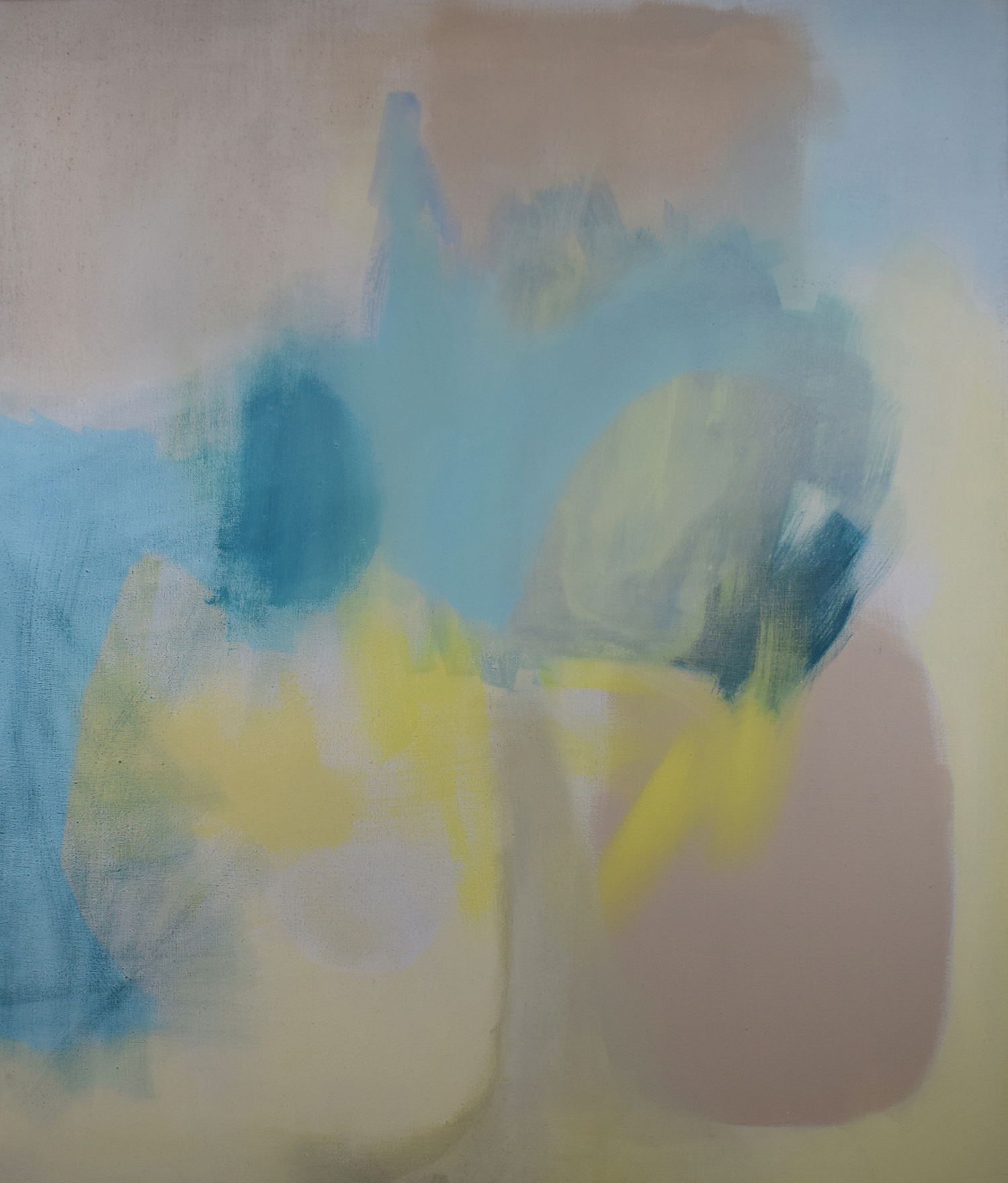Who is afraid of blue, yellow and green II – 2018, Pigmente auf Segeltuch, 140 x 120 cm