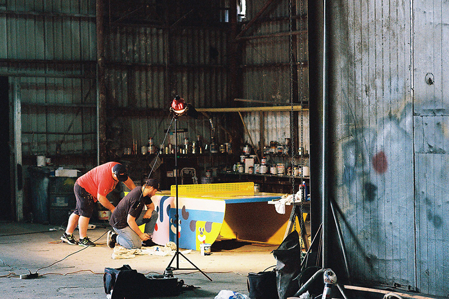 A POPP HERO table tennis table with custom artwork being applied