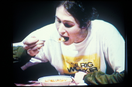Lucas Ihlein performing Cornflakes, 1996, video still