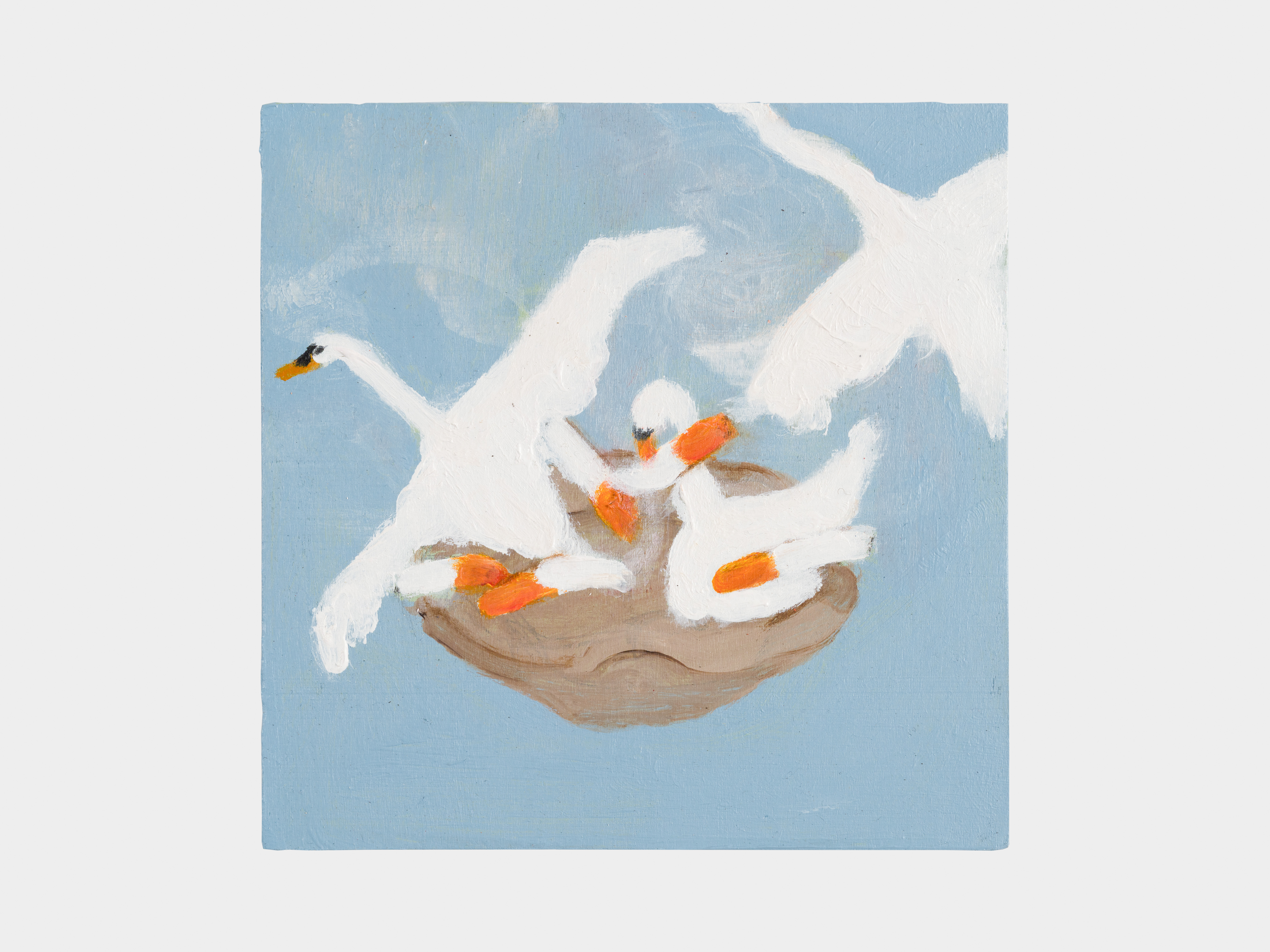 Swans And Cigarettes - Acrylic on wood board - 15cm by 15cm -￡200 (sold)