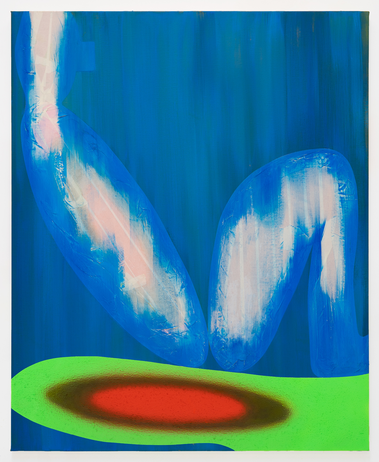 Blue Rain, 2022 Acrylic, sawdust and masking tape on canvas110 x 90 cm