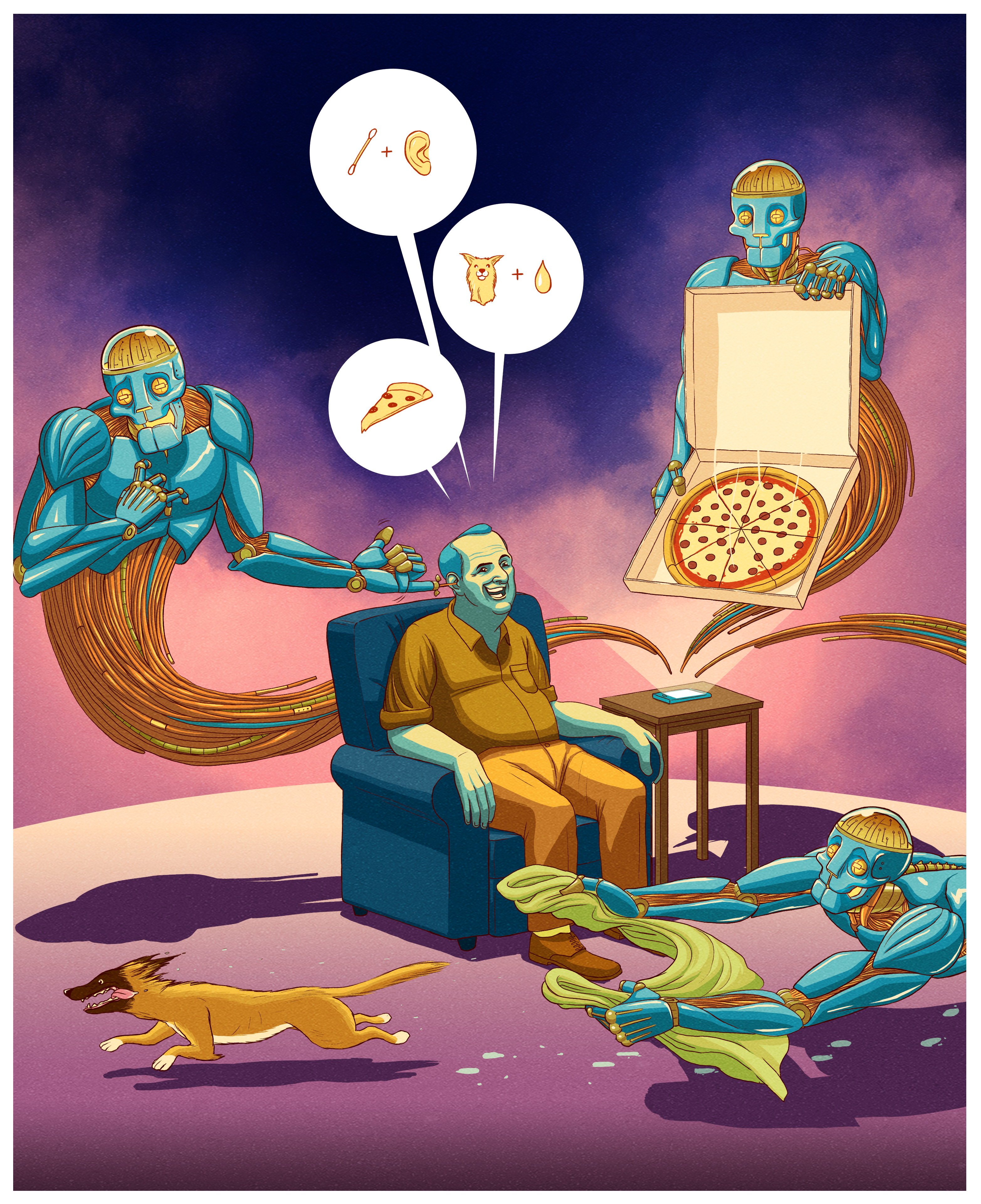 Illustration for an article looking into the next technological revolution - voice bots. Calcalist. April 21th, 2016.