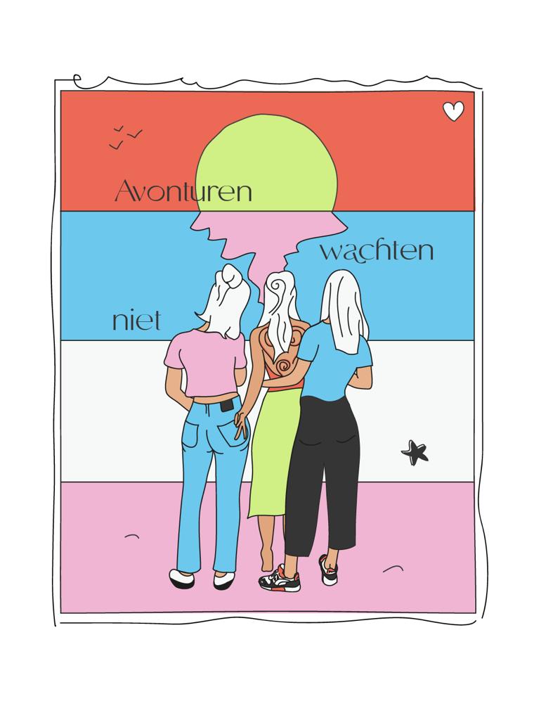 T-shirt design 'Avonturen Wachten Niet'