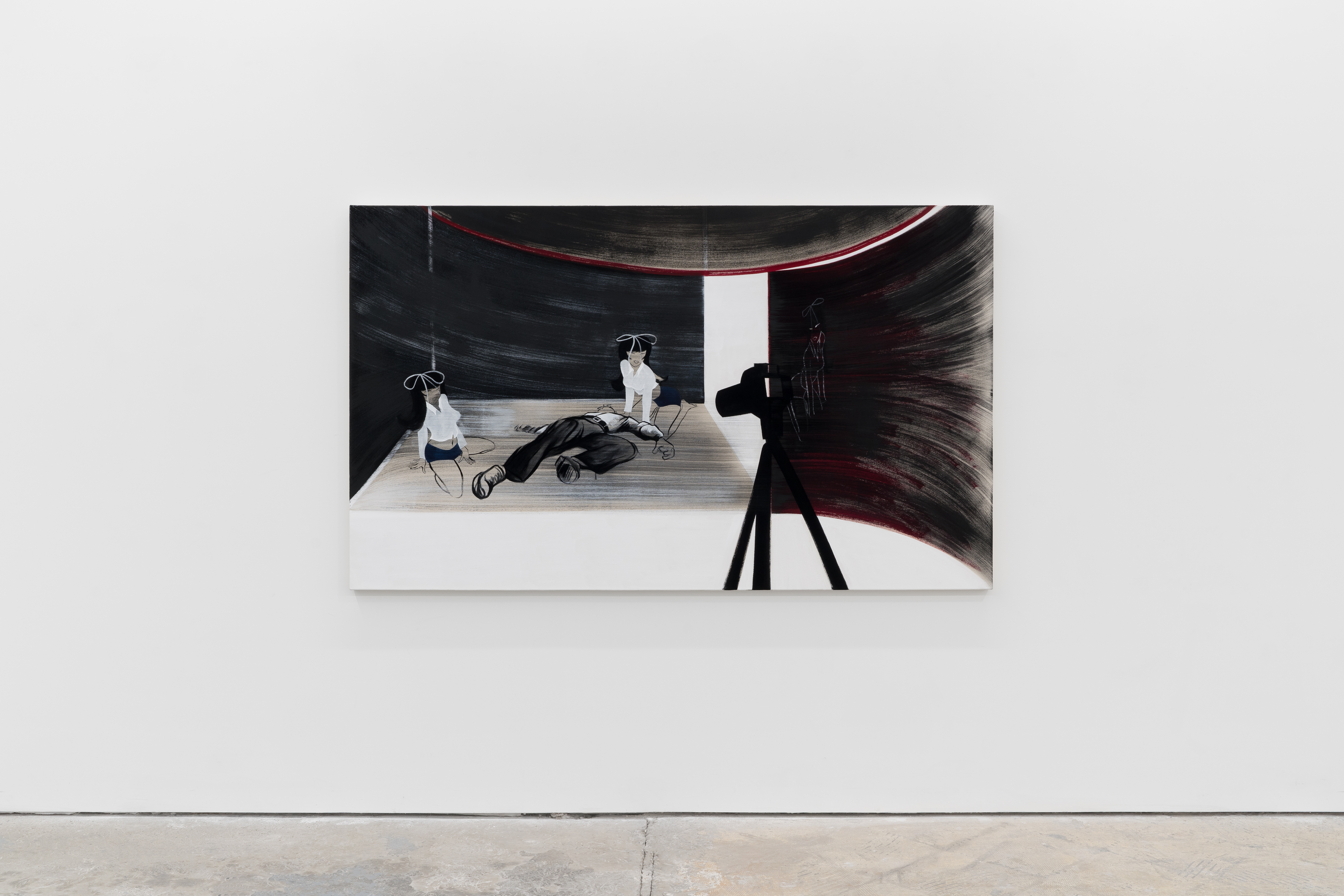 “Gillian’s Tape”, oil and gouache on canvas, 49.5 X 82.75in., 2025