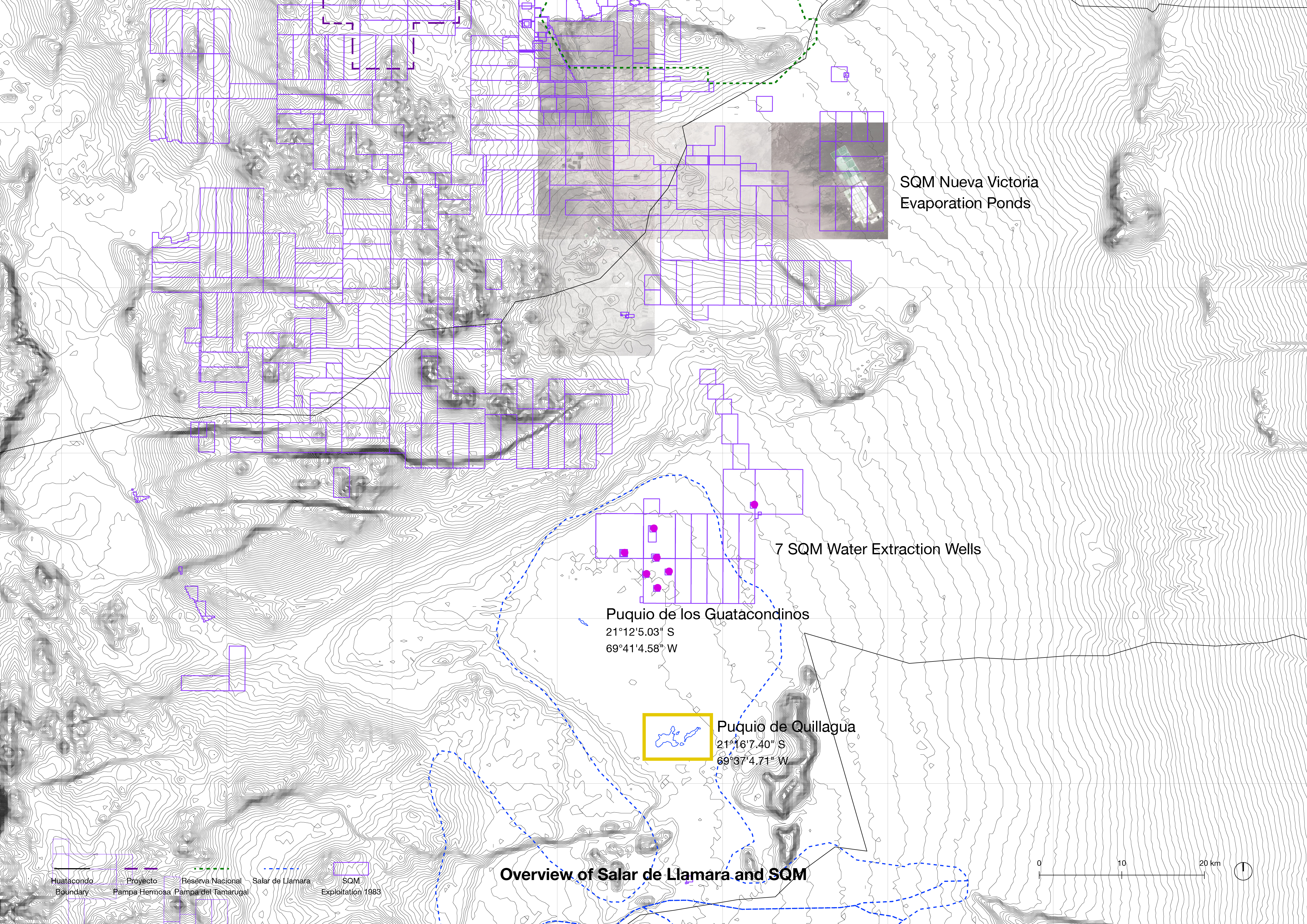 SQM Mining Concessions and Water Extraction in Salar de LLamara, Lithium Triangle Research Studio, RCA. 2020.