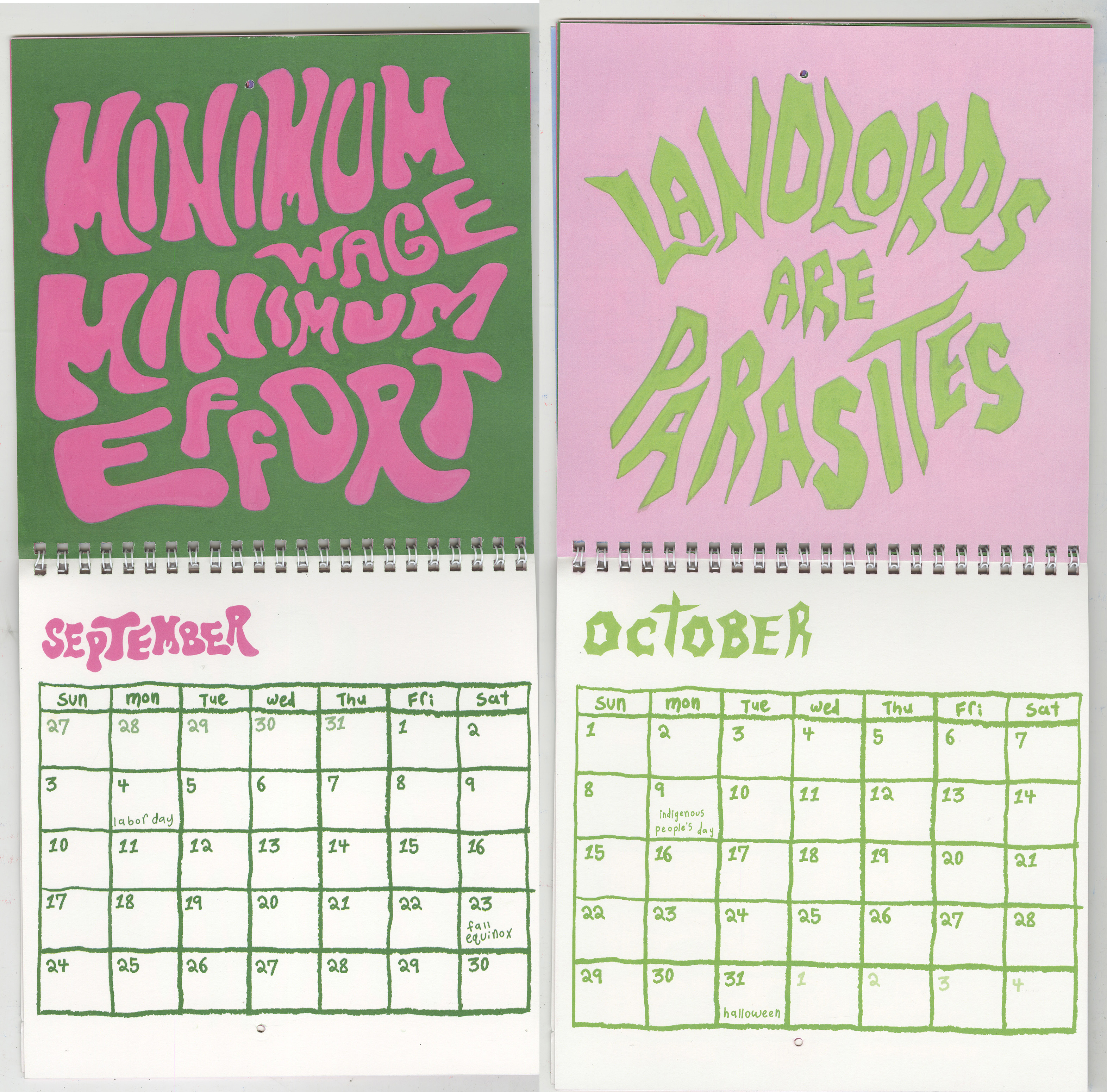 Just Call Out 2023 September & October digital prints binded on cardstock 16x8 2022