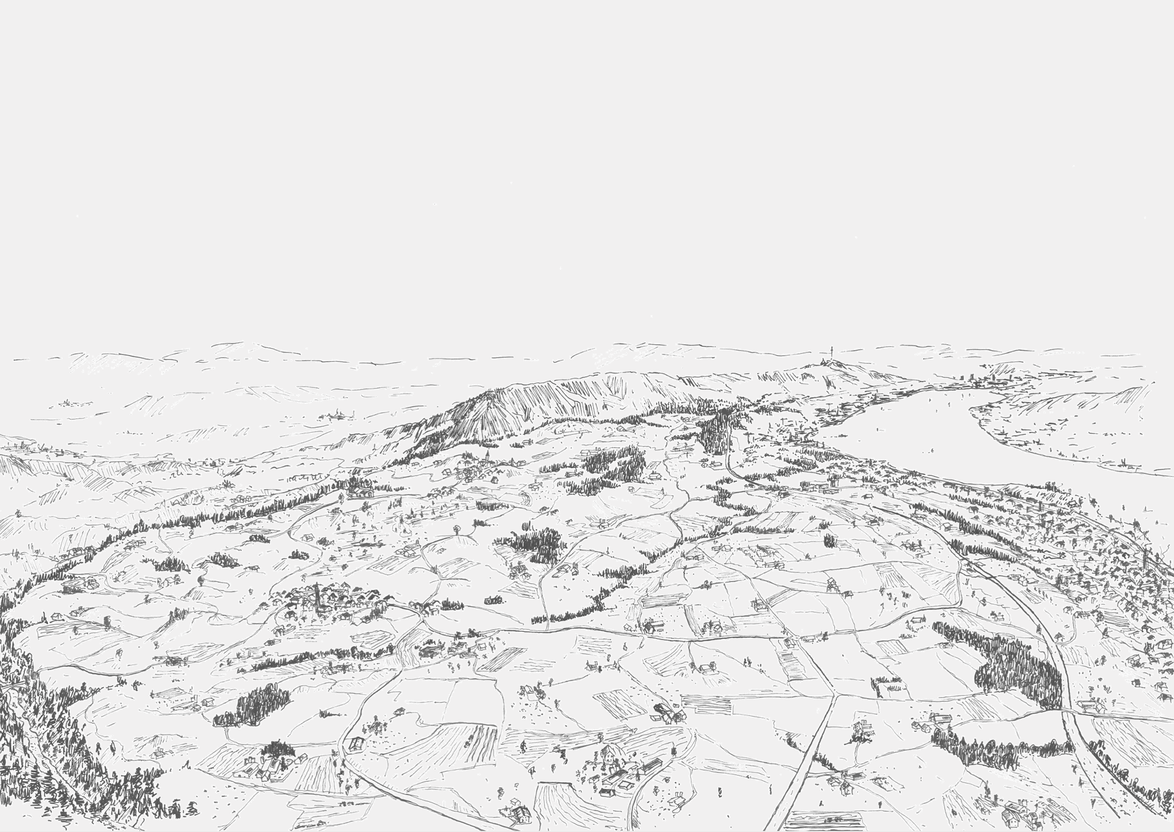 Zimmerberg today: The region still hosts many small scale family farms which preserve the fragmented landscape image.