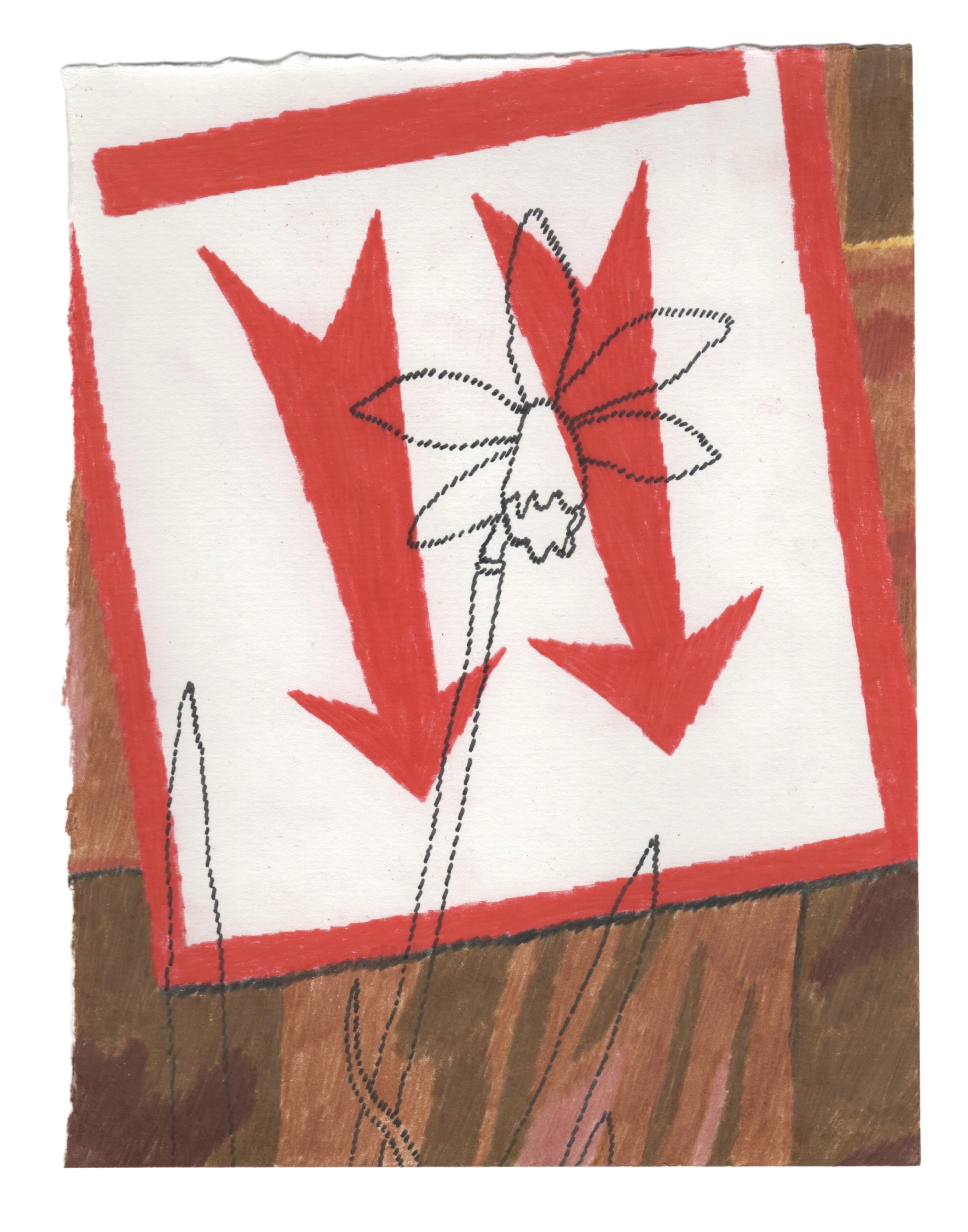 Waiting for Spring, pen and coloured pencil on paper