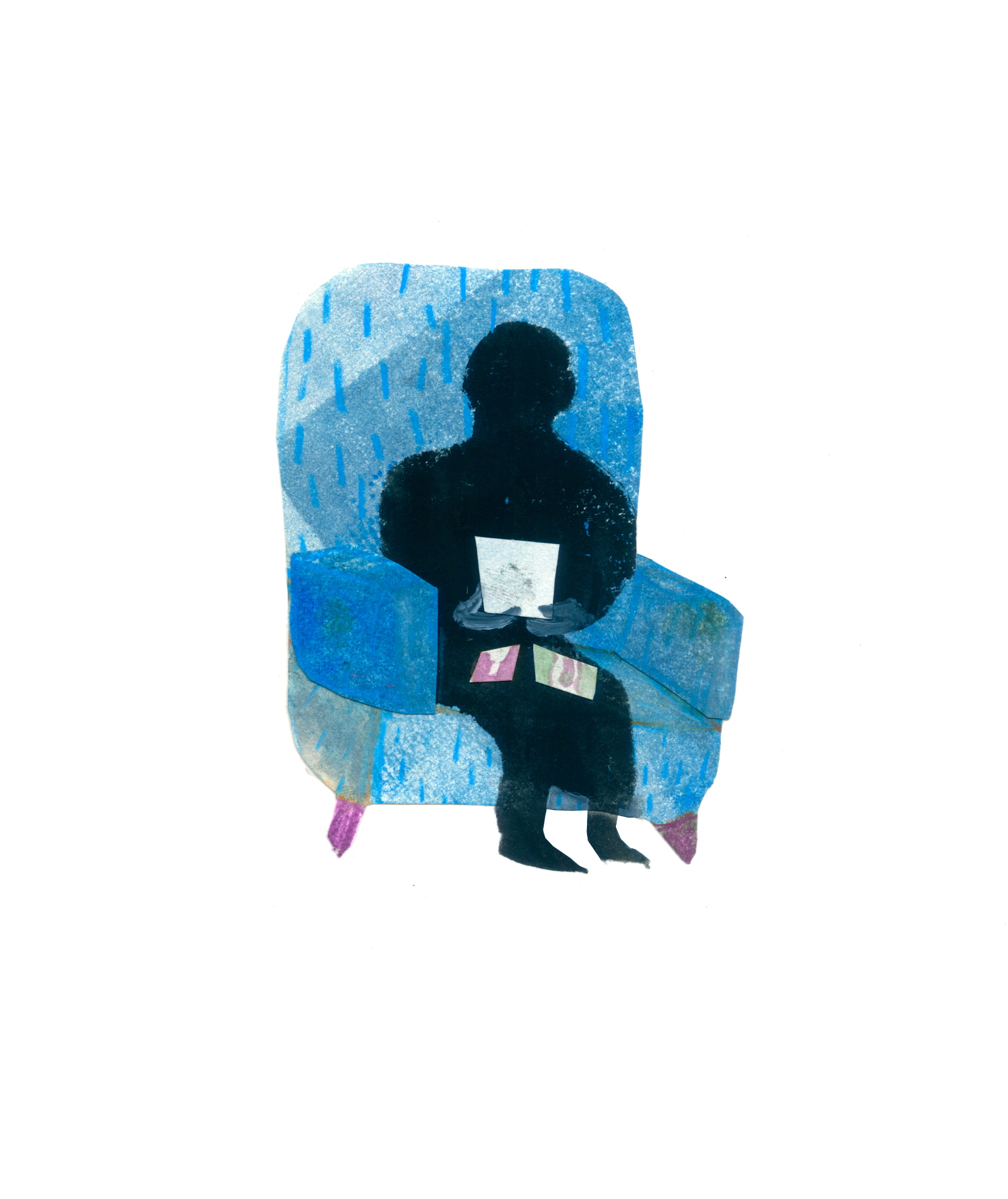 When he had gone to bed, she remained in the living room with her pack of soiled playing cards and her old photograph albums.