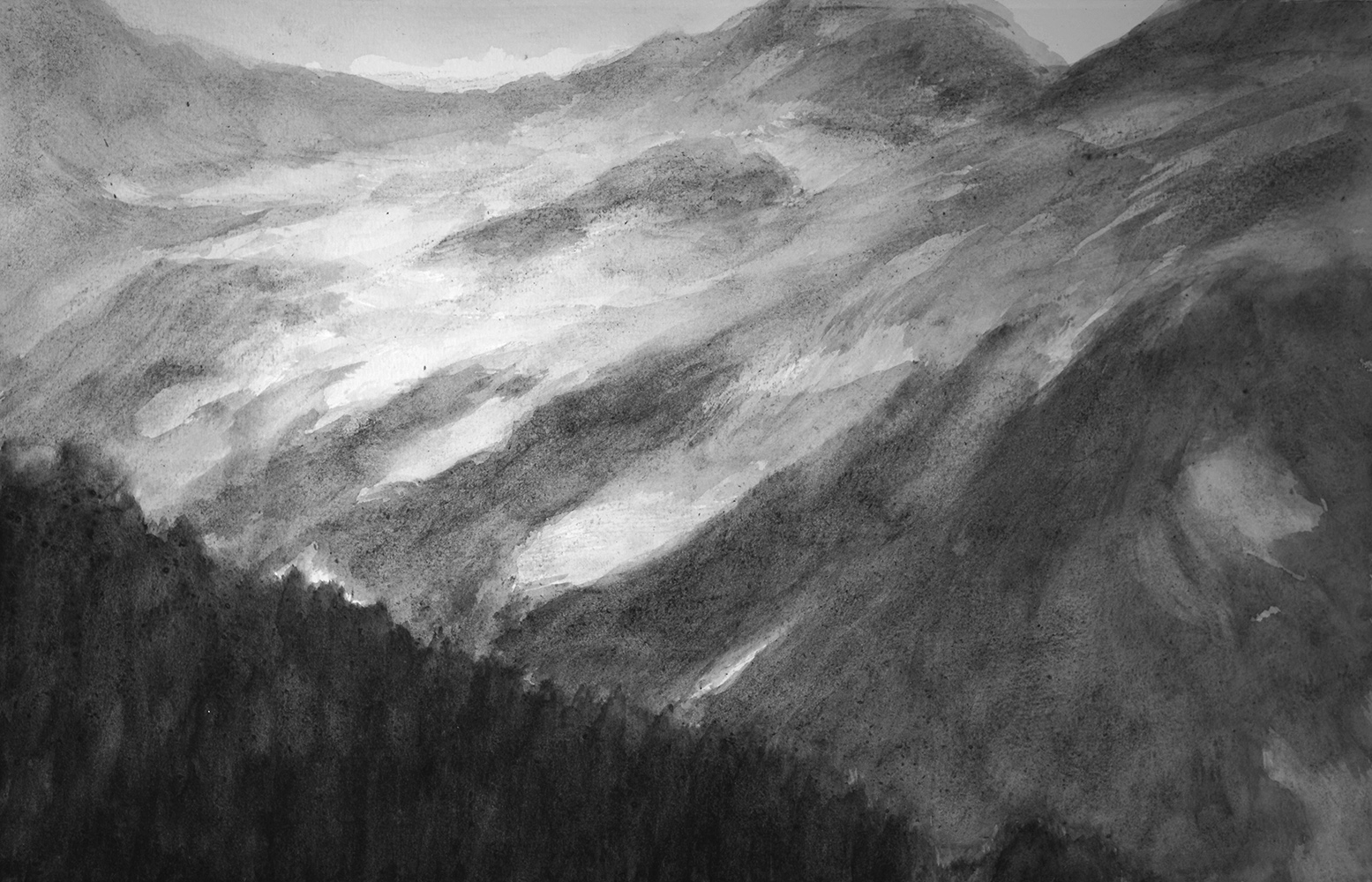 Versant, lumièregouache sur papier32,5 x 50 cm, 2014