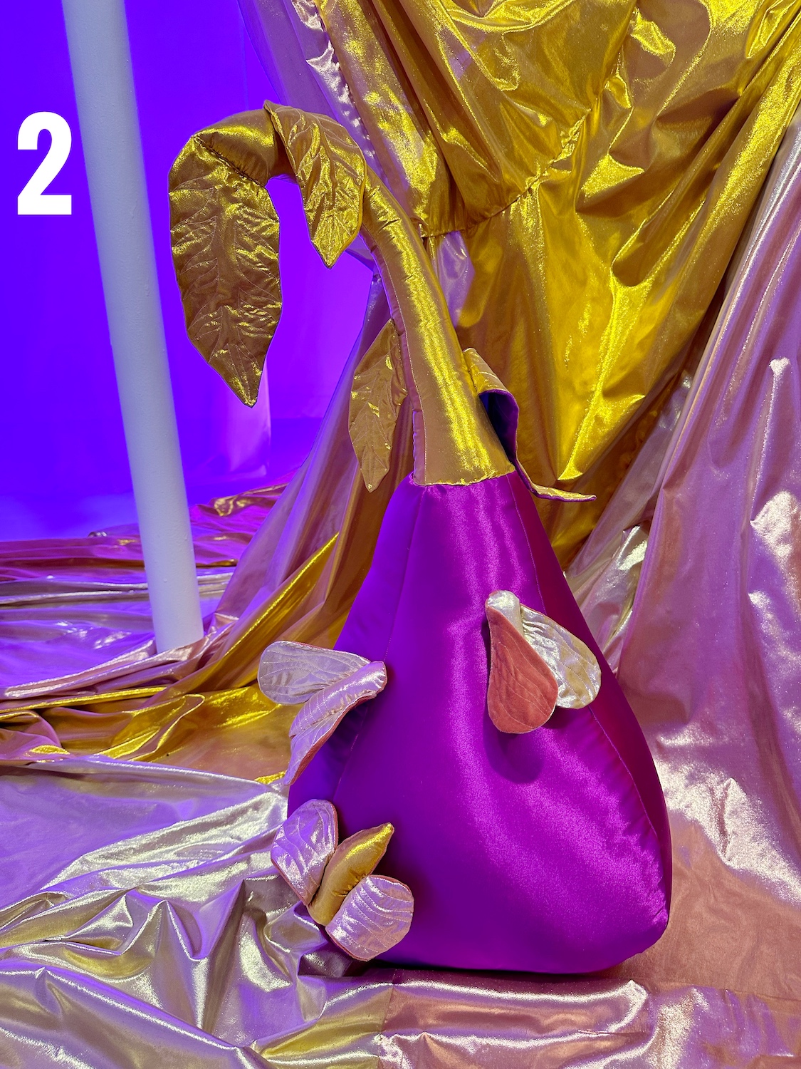 2: Satin, metallic lam&eacute; and hand dyed velveteen, $1,500 *c