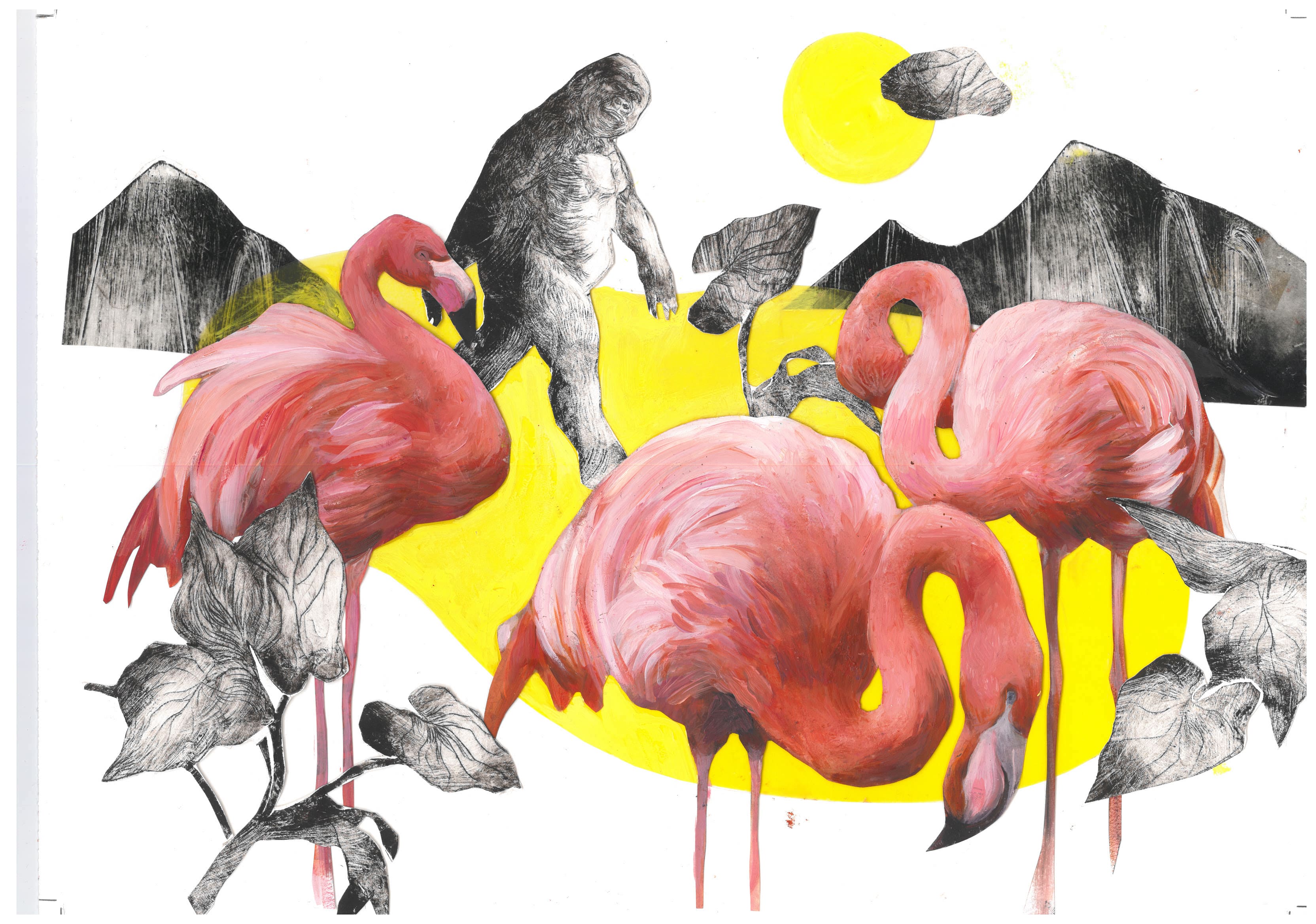 Collective project with a text by Carl NoracOil on paper, etching, 30 x 40cmBook «&nbsp;Je t’emmène en voyage&nbsp;»Edition À pas des loups&nbsp;», 2019