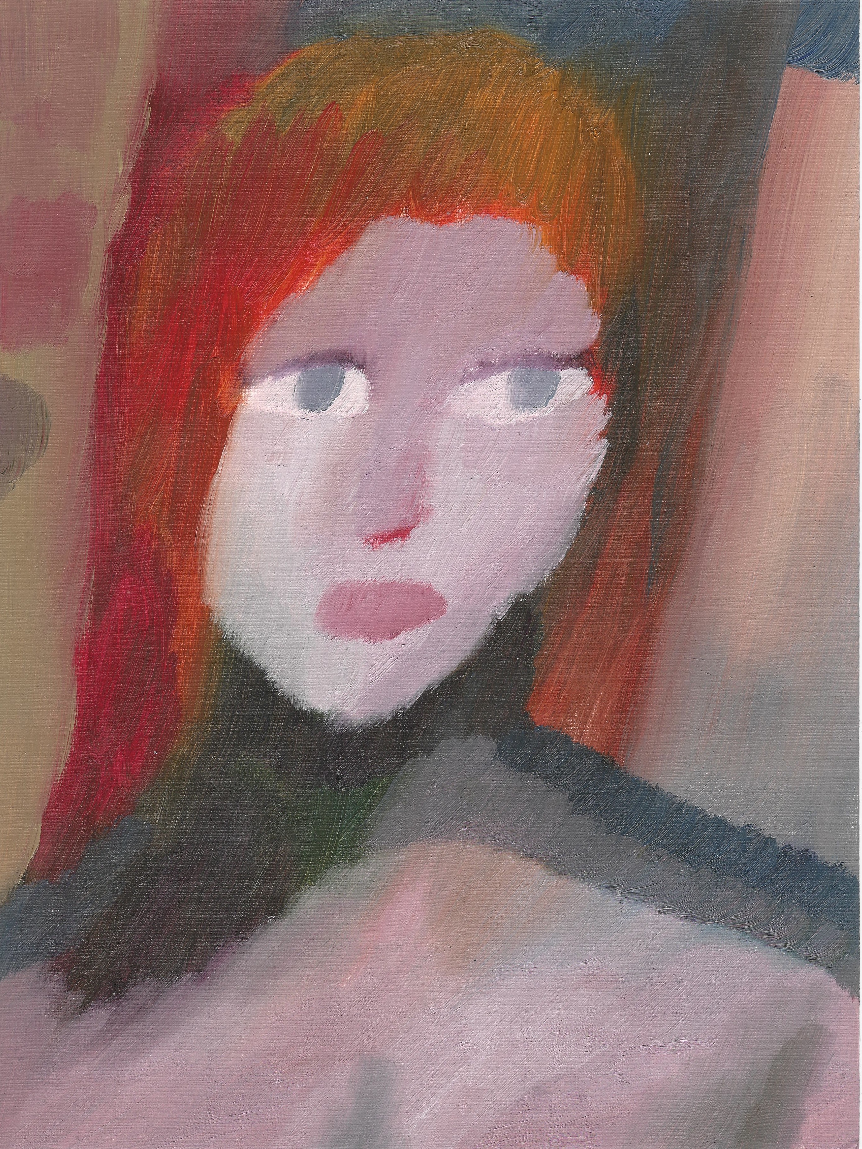 Portrait, oil on paper