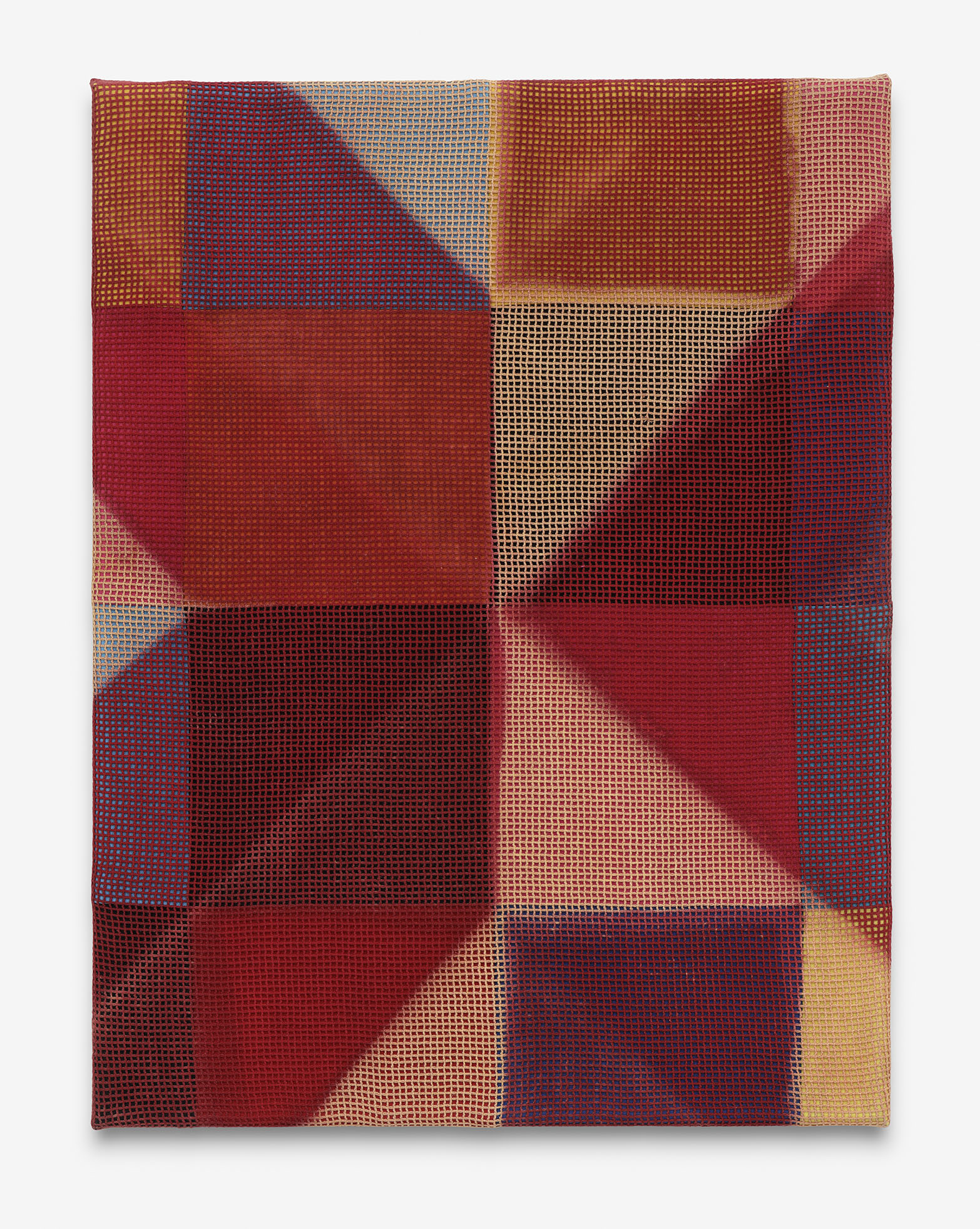 untitled, 46x35cm, mesh fabric dyed and bleached, fabric stitched, 2022