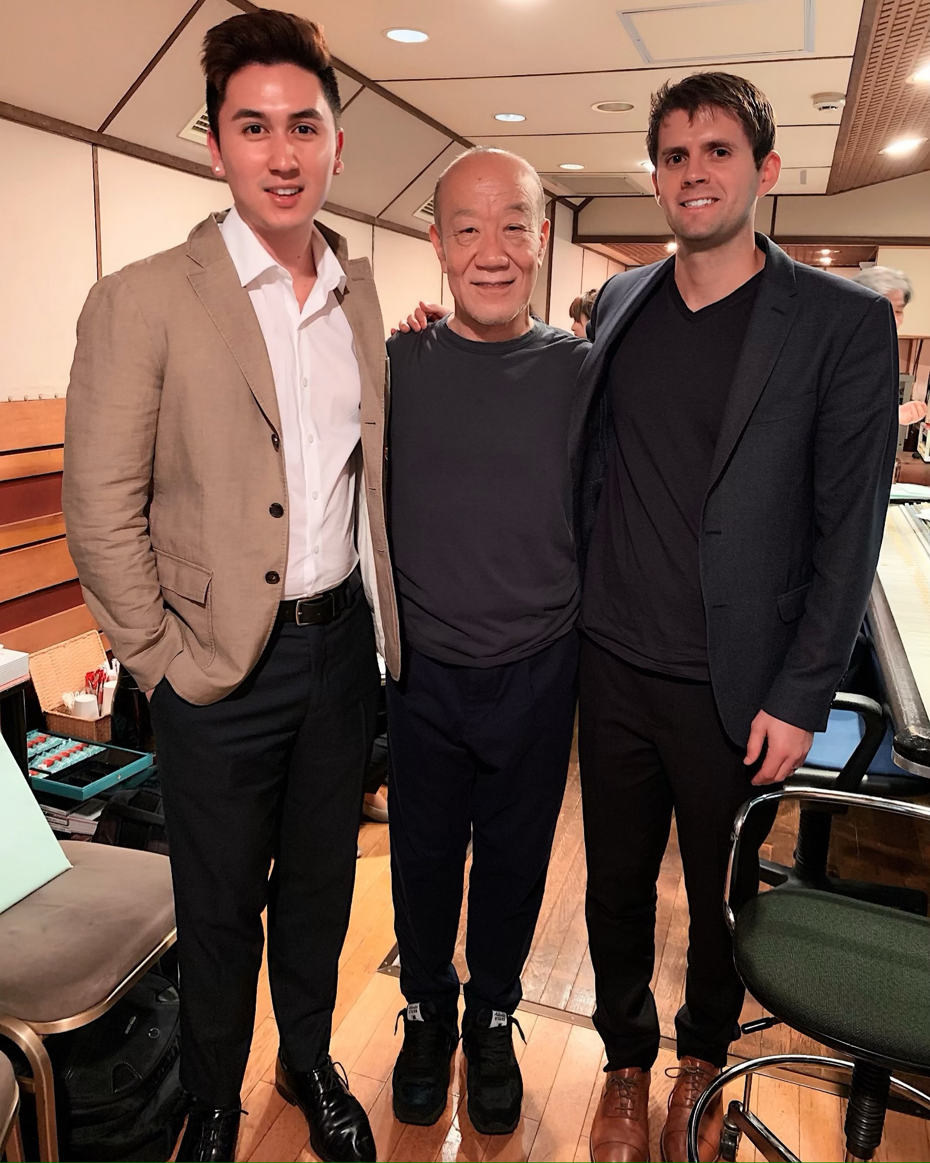 Niall with Chad Cannon and Joe Hisaishi at Avaco Studio in Tokyo