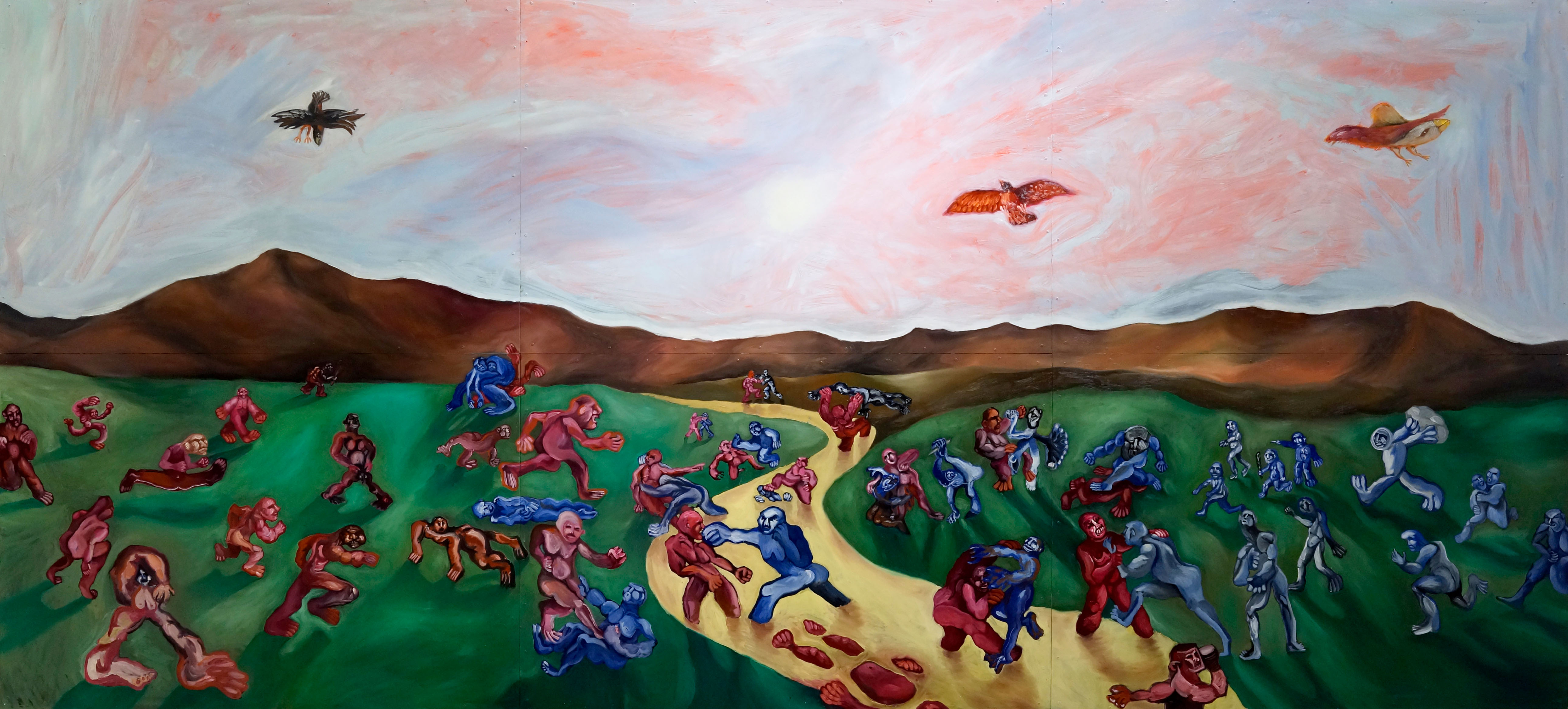 La Guerra dei Toysoil on wood, 200x450cm, 2016