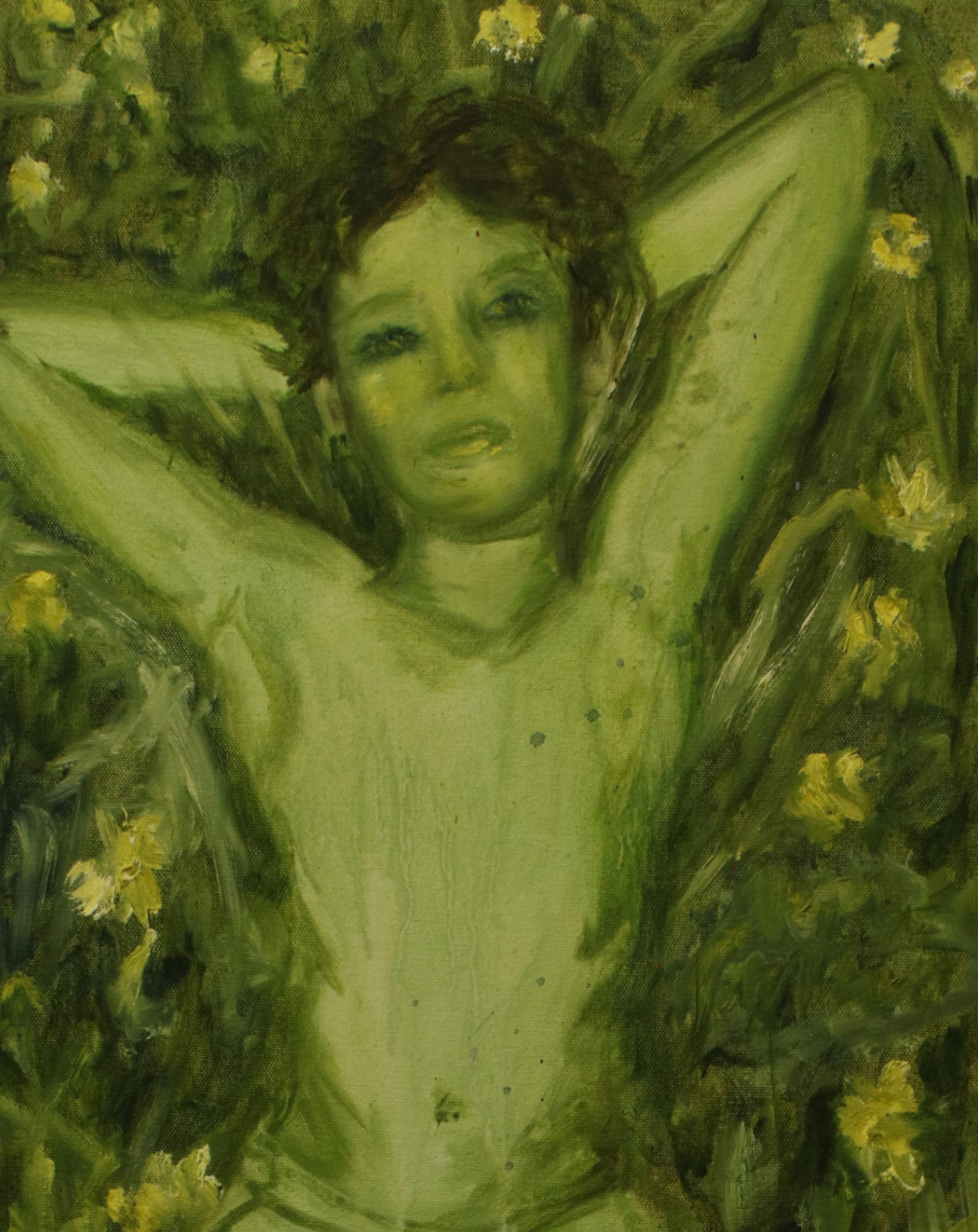 Floria Gonzalez: Bloom.exe, 2024-2025. Oil on canvas 17 3/4 x 13 3/4 in 45 x 35 cm