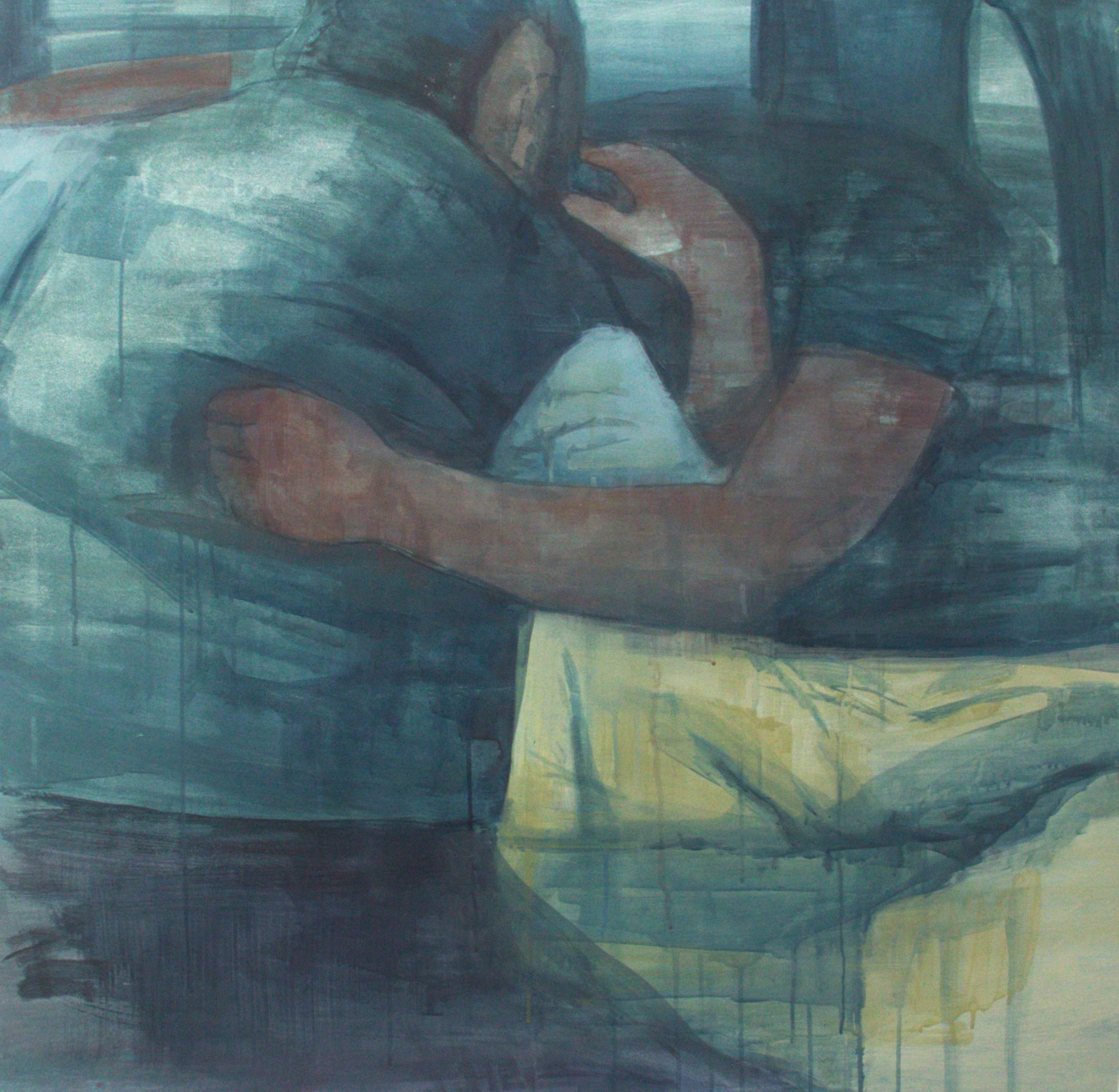 Melange (Between the Sword and the Neck), handmade acrylic on paper 36” x 36”, 2025