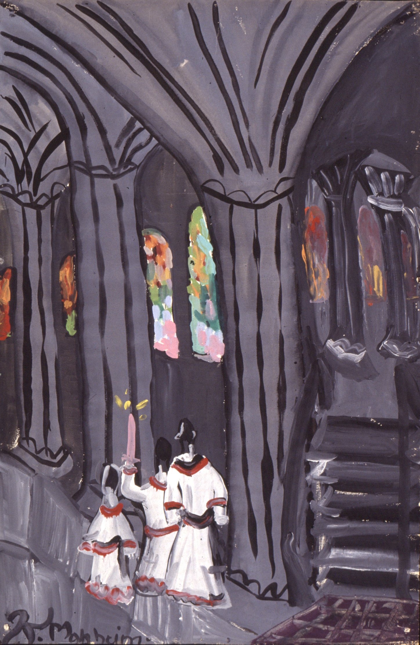 Choir Boys in a Grey Church