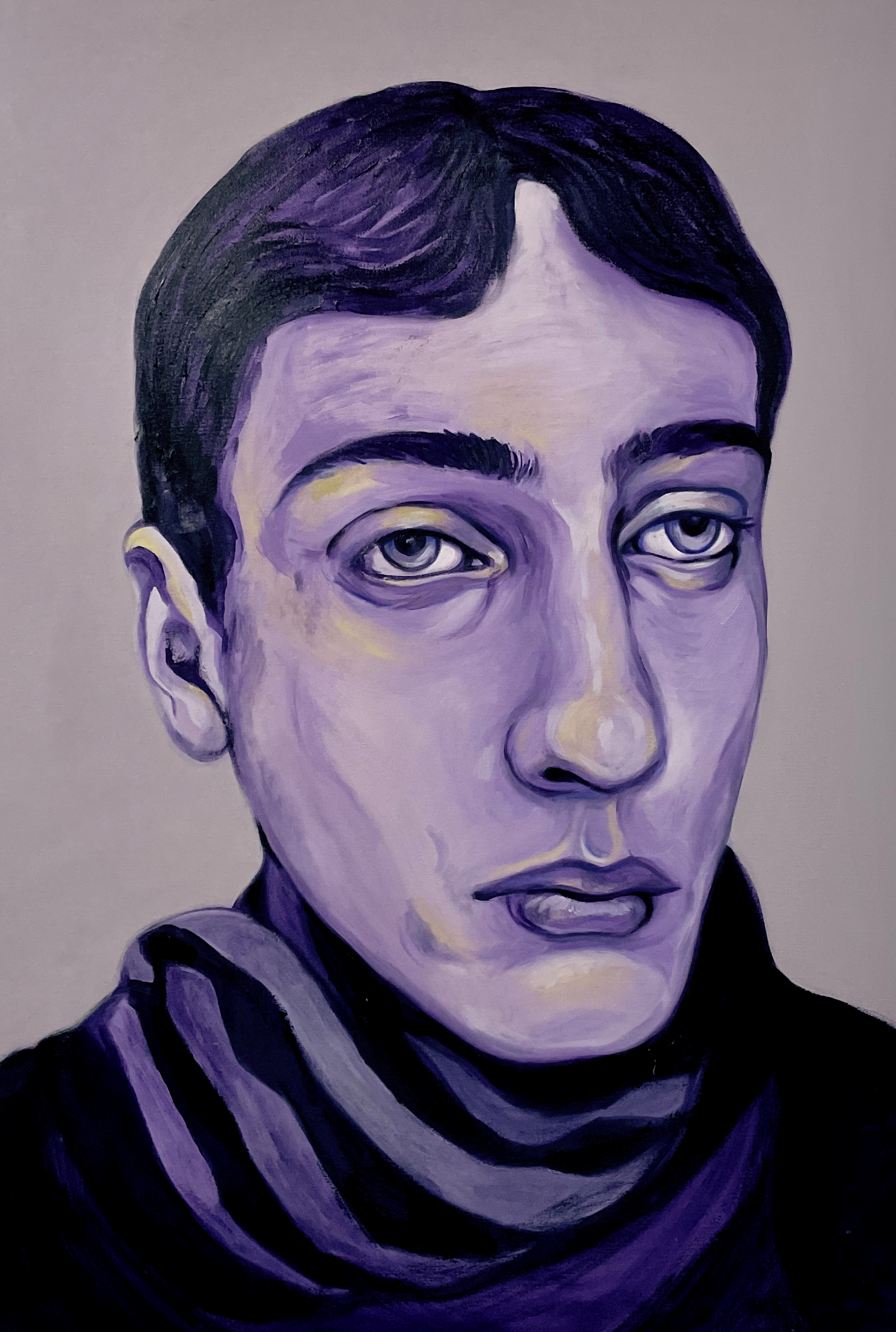Chico triste en morado. 100x70cm. Oil on canvas. 2021