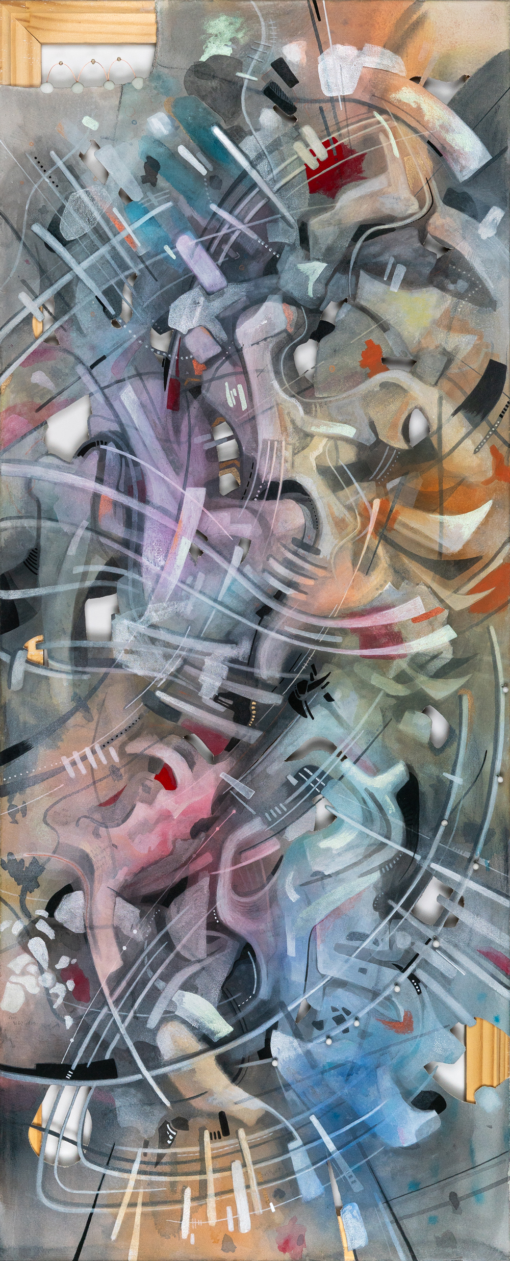 Untitled, 2023, Mixed Media on Canvas, 36 x 72 x 3 inches