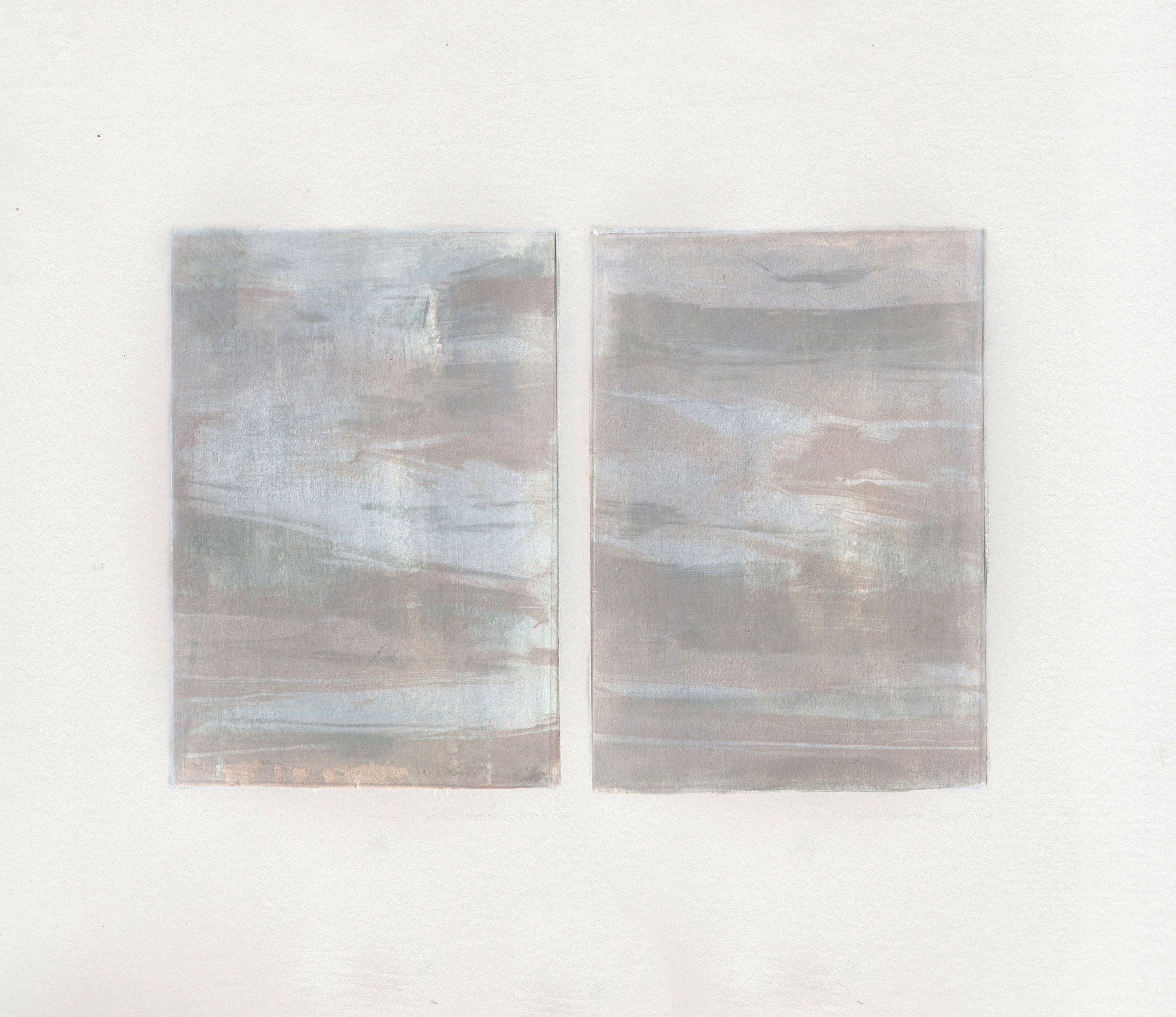Two-part monotype (2), unique monotype, 2015, each 10.5 x 15 cm