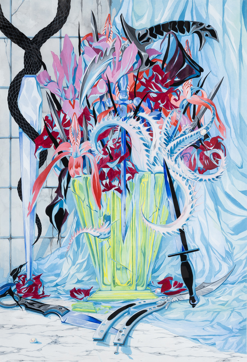 Disarmed (2021), 52 x 75 cm, watercolor and gouache on paper