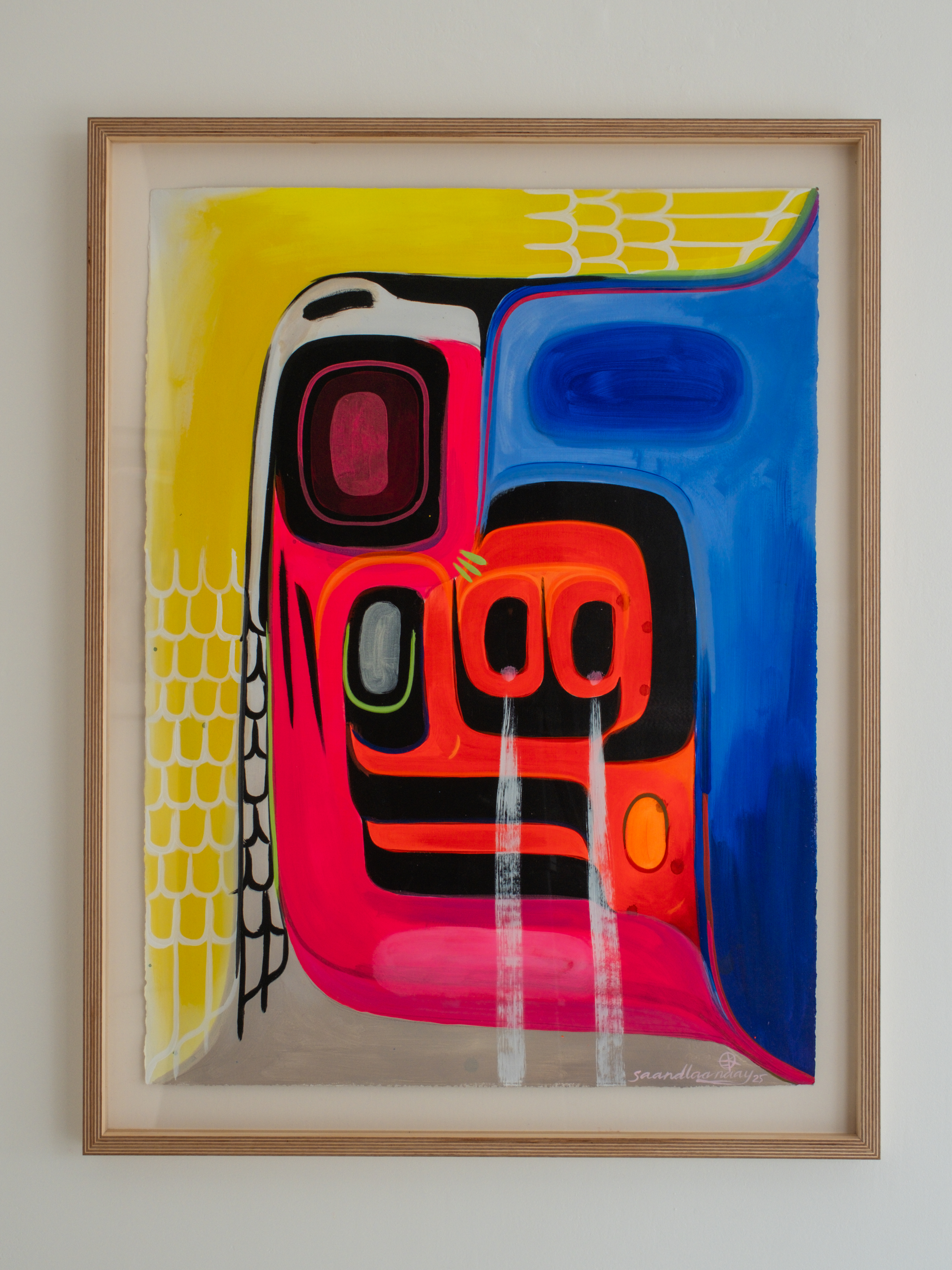 "madonna with raven hat and child (goddess complex)", 30 x 22 inches, acrylic on paper, 2025. $3700