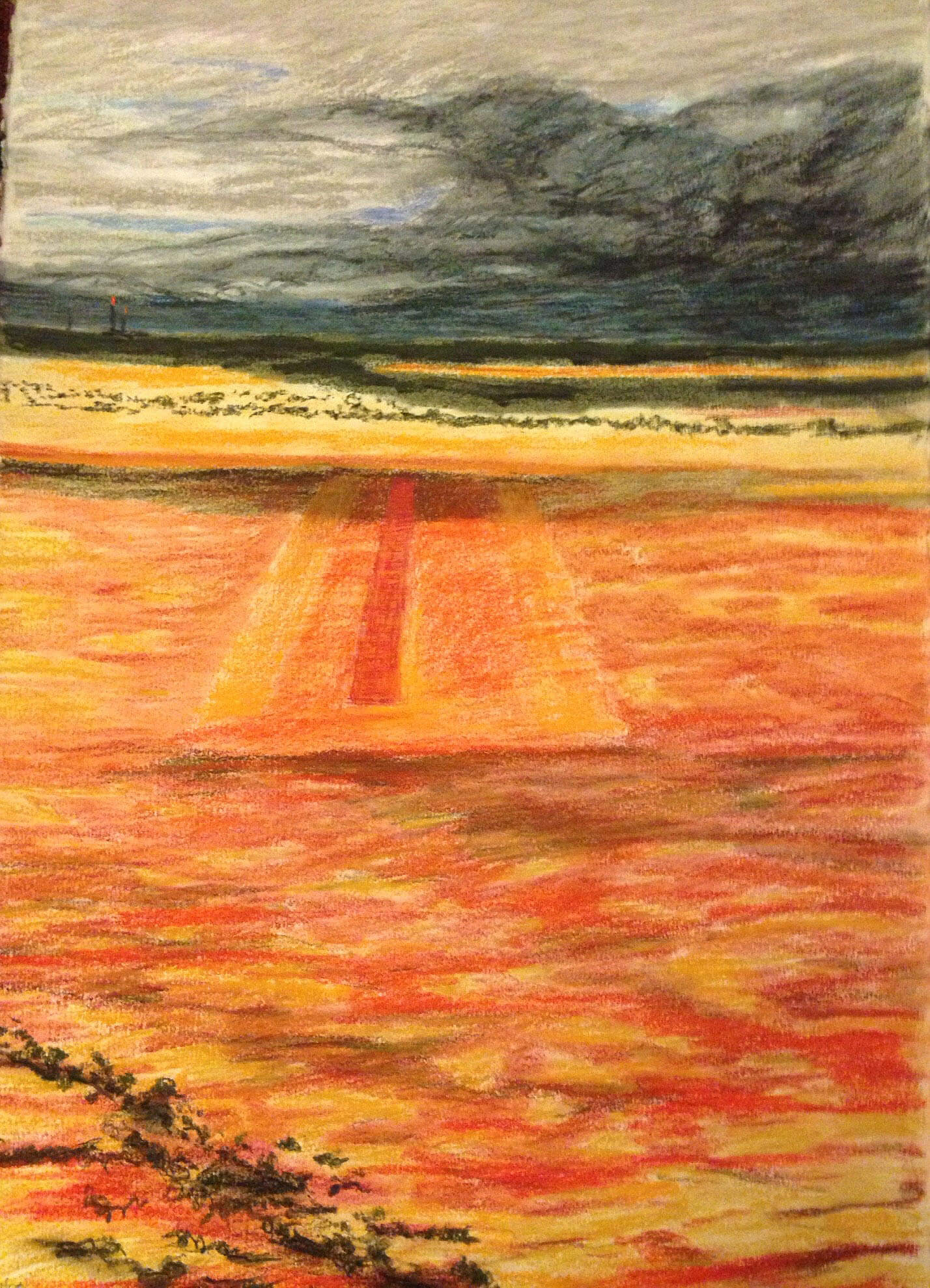 Airstrip, Pastel on Paper, 40 x 30 cm.