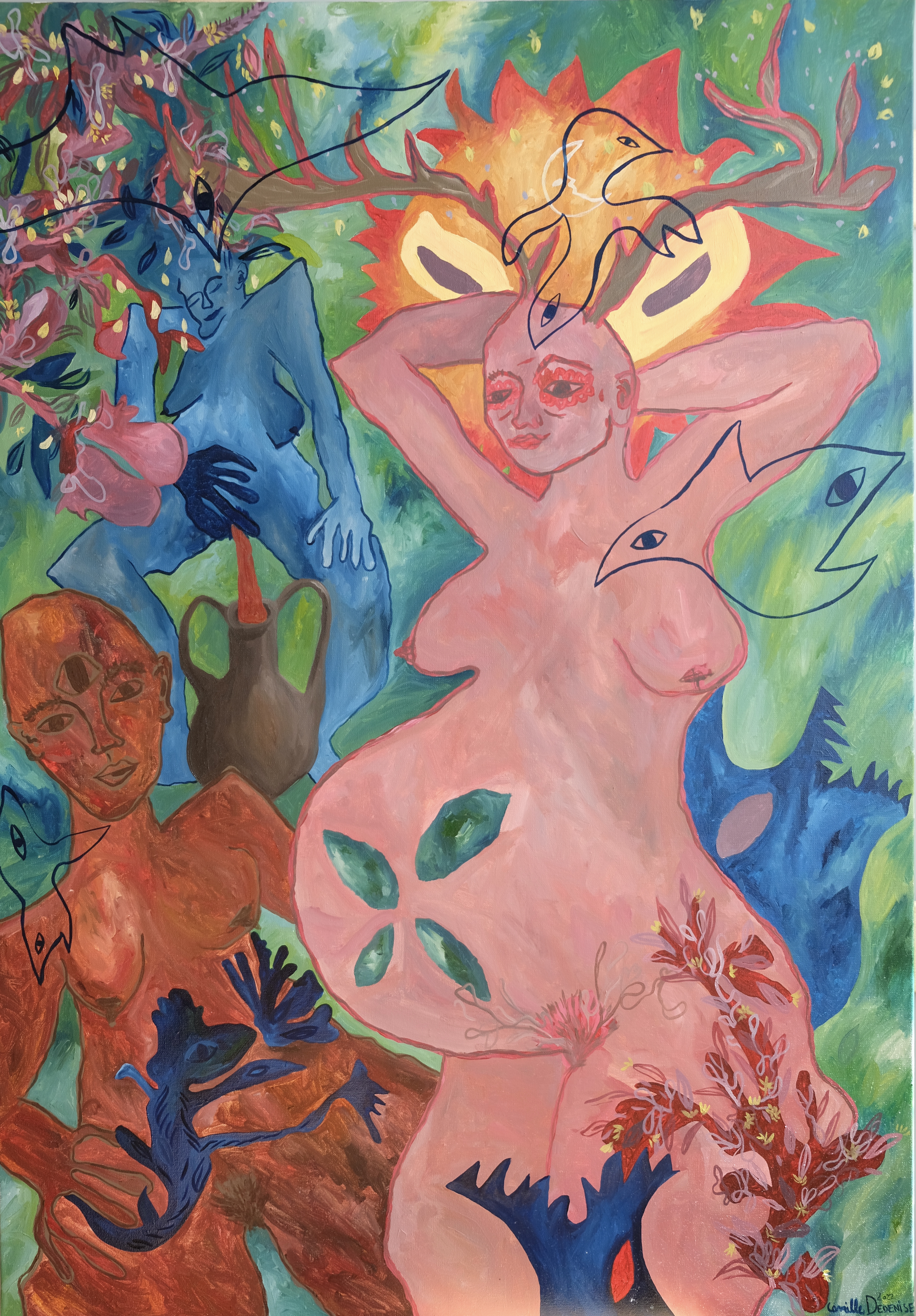 ^ 'La Légende des Eshanāustes', Oil painting on linen canvas, 81x116cm, 2022