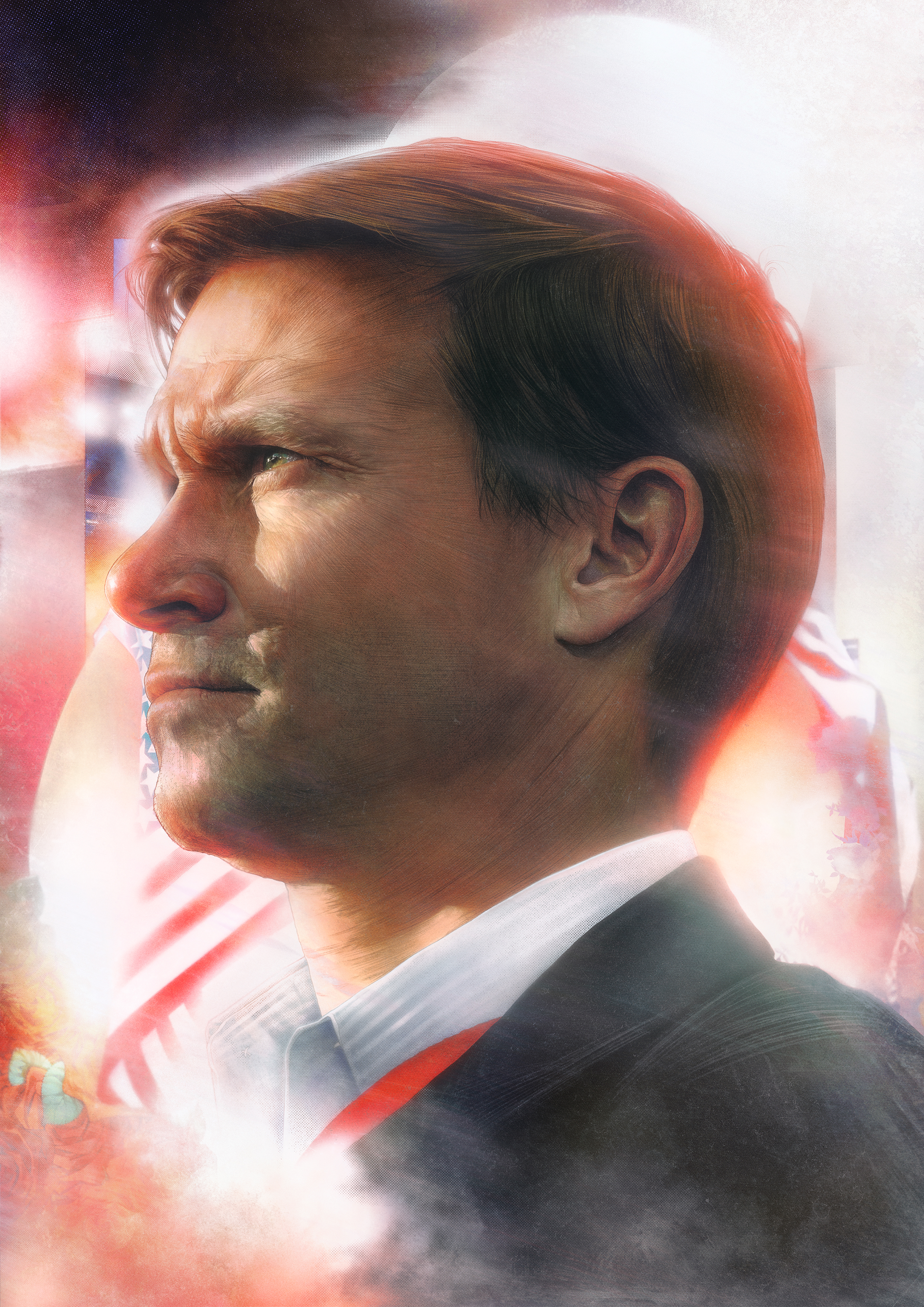 A digital portrait of Jesse Marsch by the artist John Tregoning. An illustration of Jesse Marsch. Drawn in Procreate.