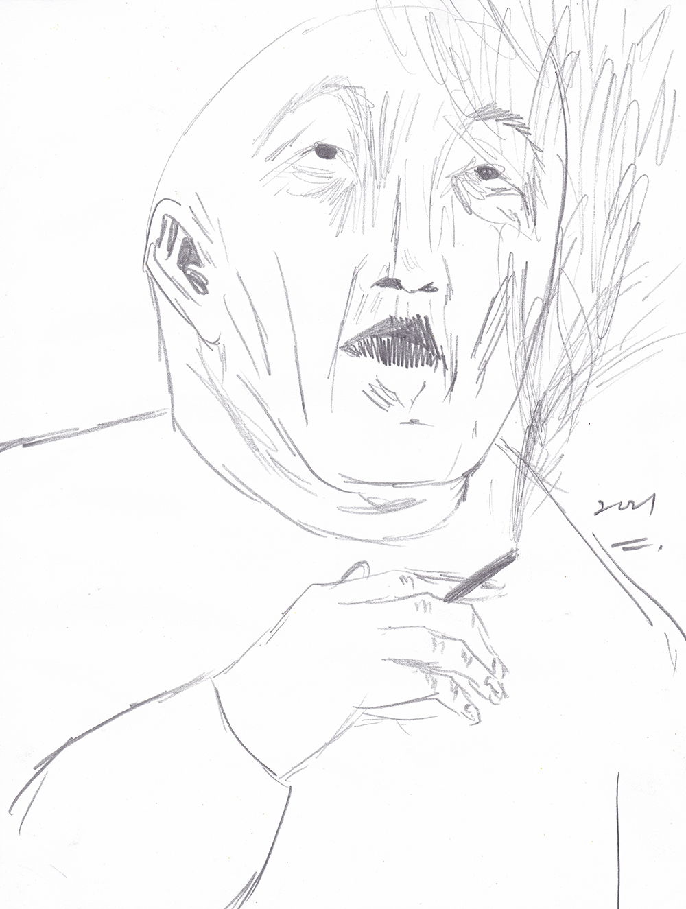 Cigarette after something, 2021, pencil on paper, 29.7*21(cm)