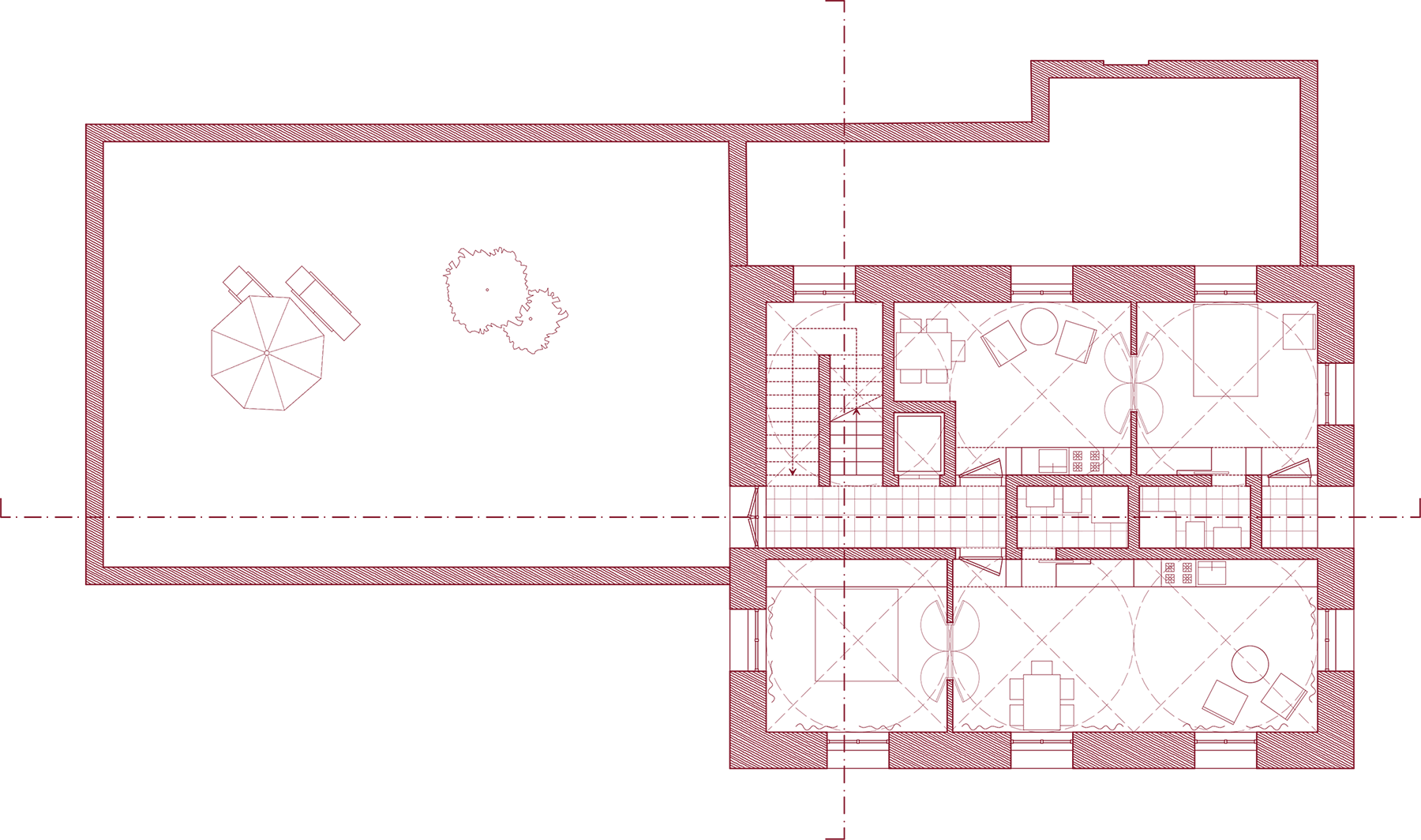 Second floor: two single apartments.