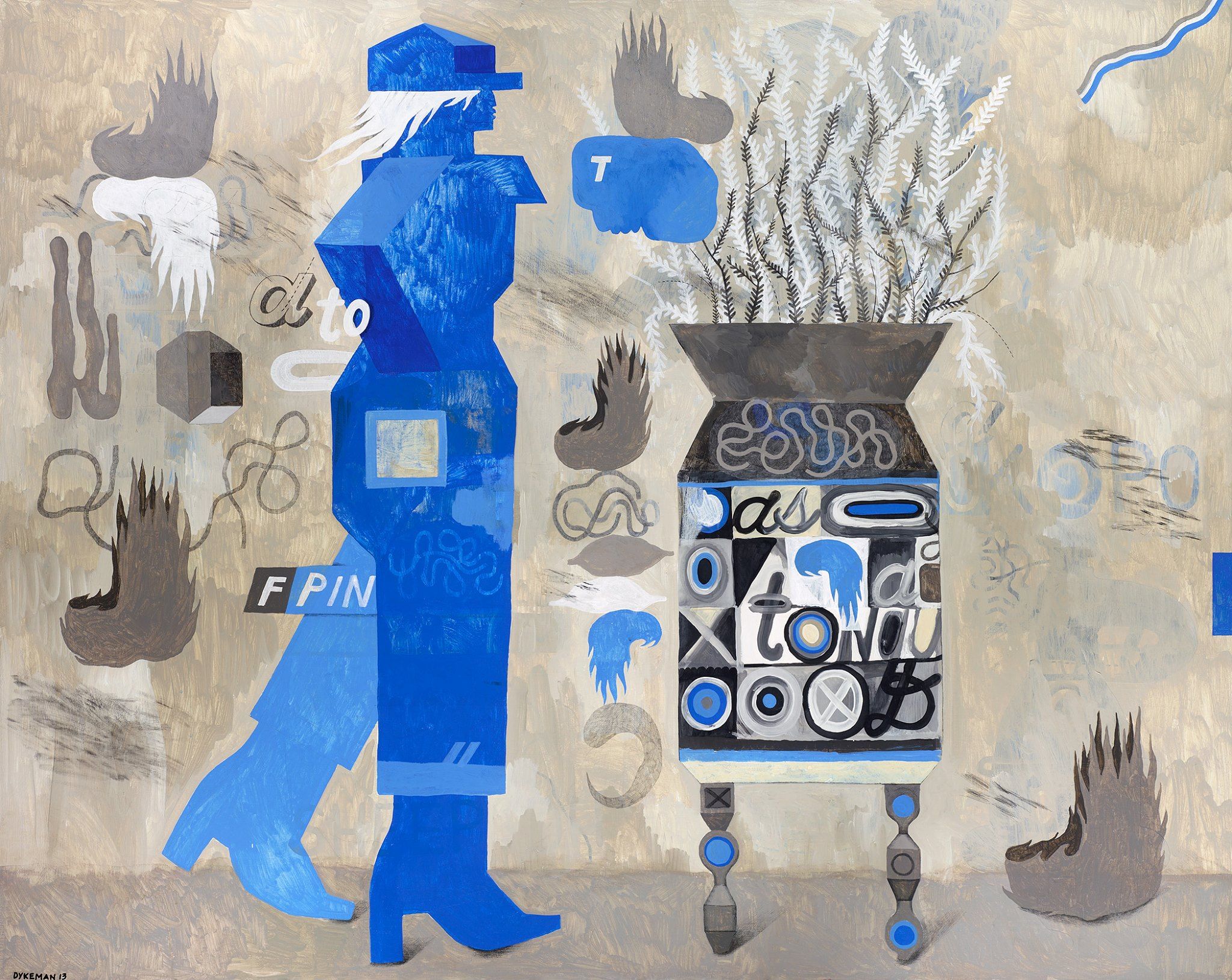 Warren Dykeman, F-Pin, 2013, Acrylic and graphite on canvas, 48 x 60 in. 