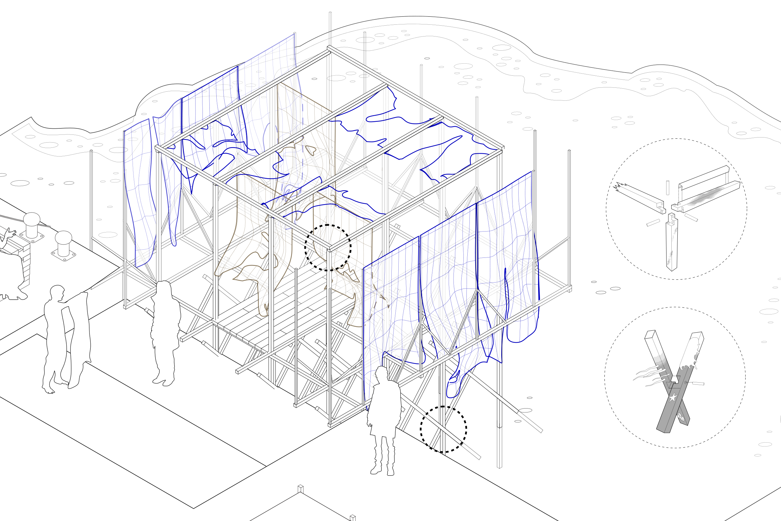 Decaying state. Fabric and leather interact with fewer tides. most interaction dependent on wind and sun. Wood structure further begins to decay