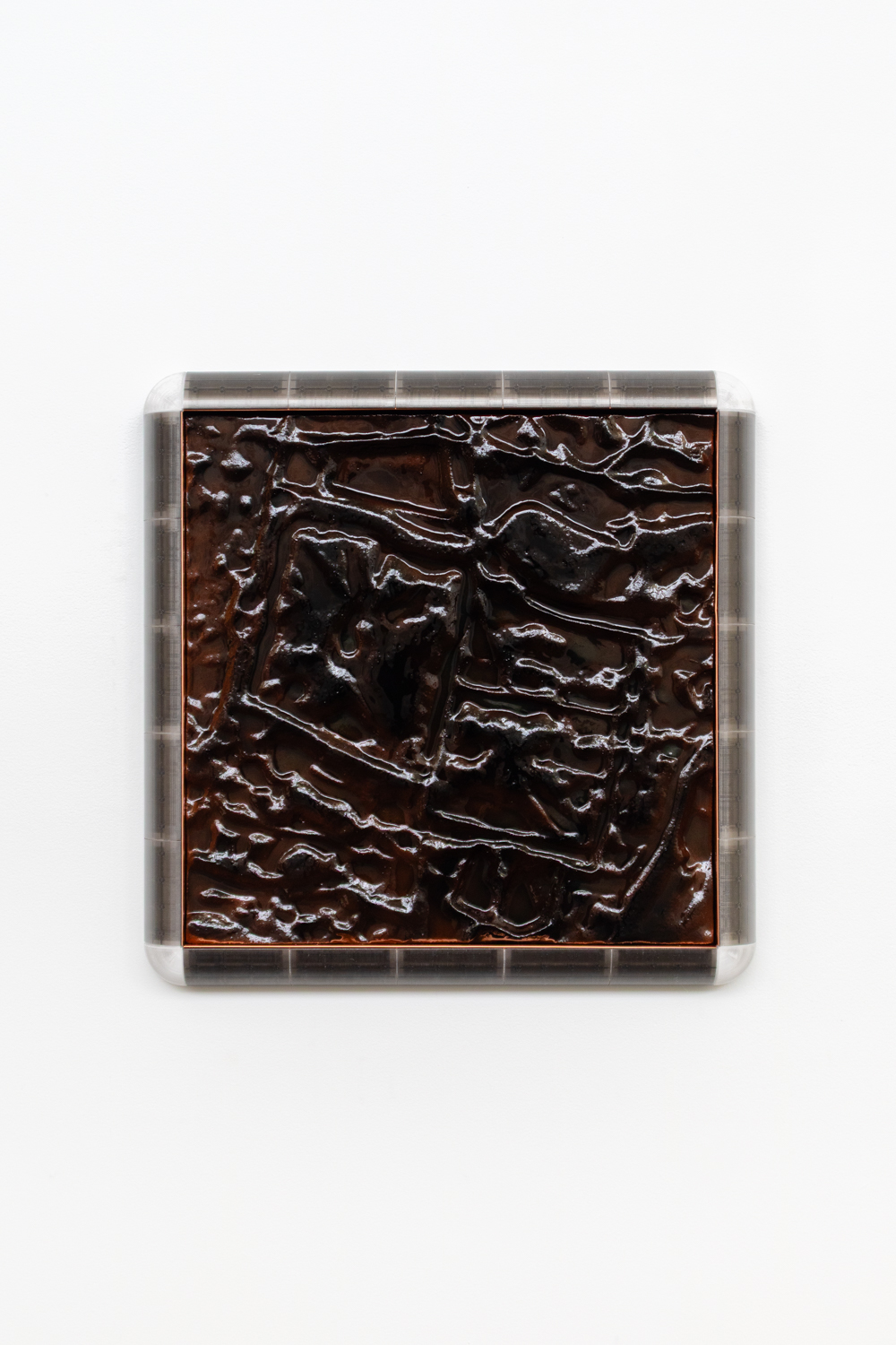 Amalia Lindo, Terraform (Olympic Dam:−30.4381, 136.8790), 2025, Extruded polystyrene, gelcoat, acrylic paint, pigment, resin, framed in PETG filament and copper, 60 x 60 x 6 cm, 1/5 + 2 AP