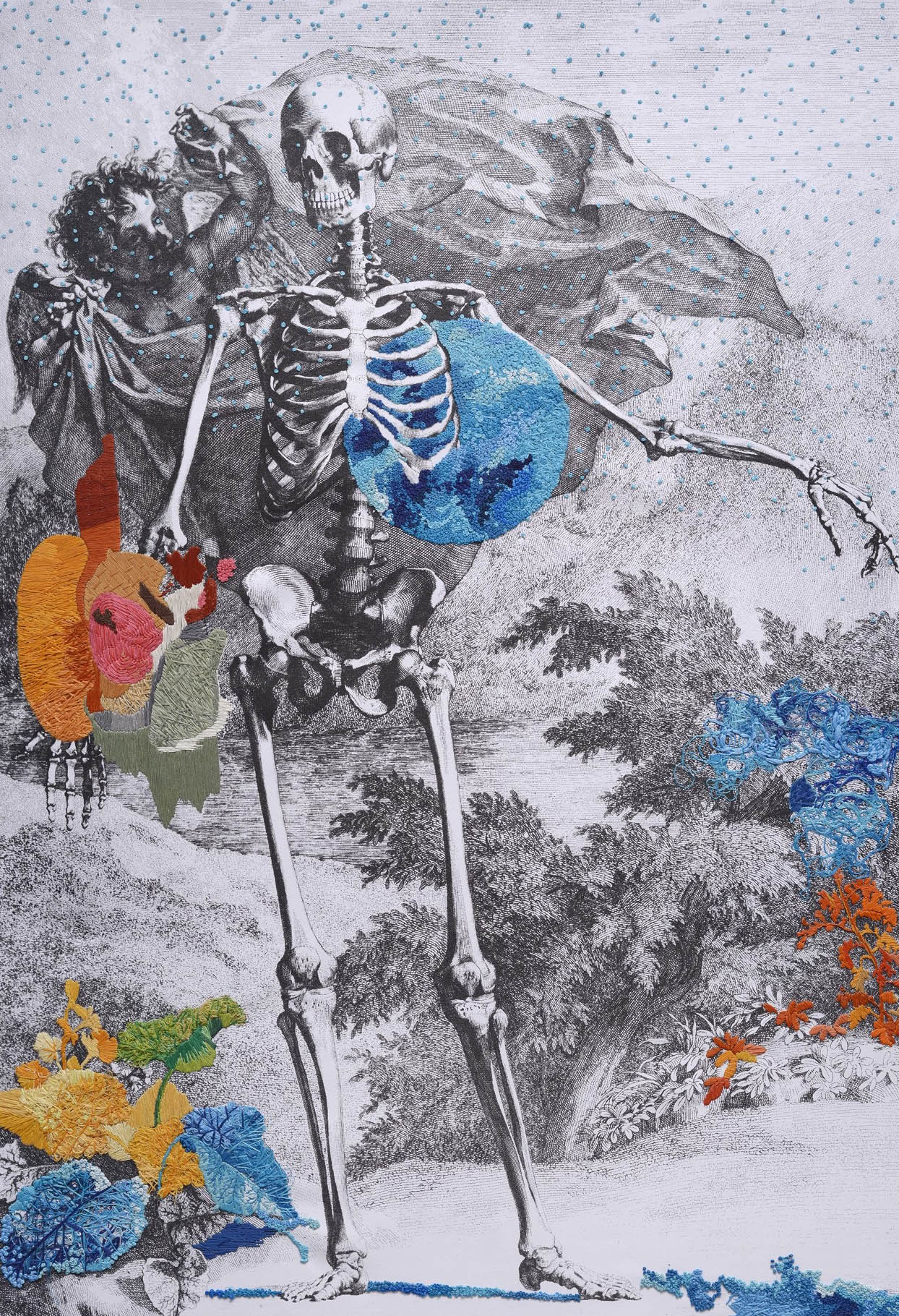Sin título, 2015. Bordado sobre tela impresa, 90x130cm