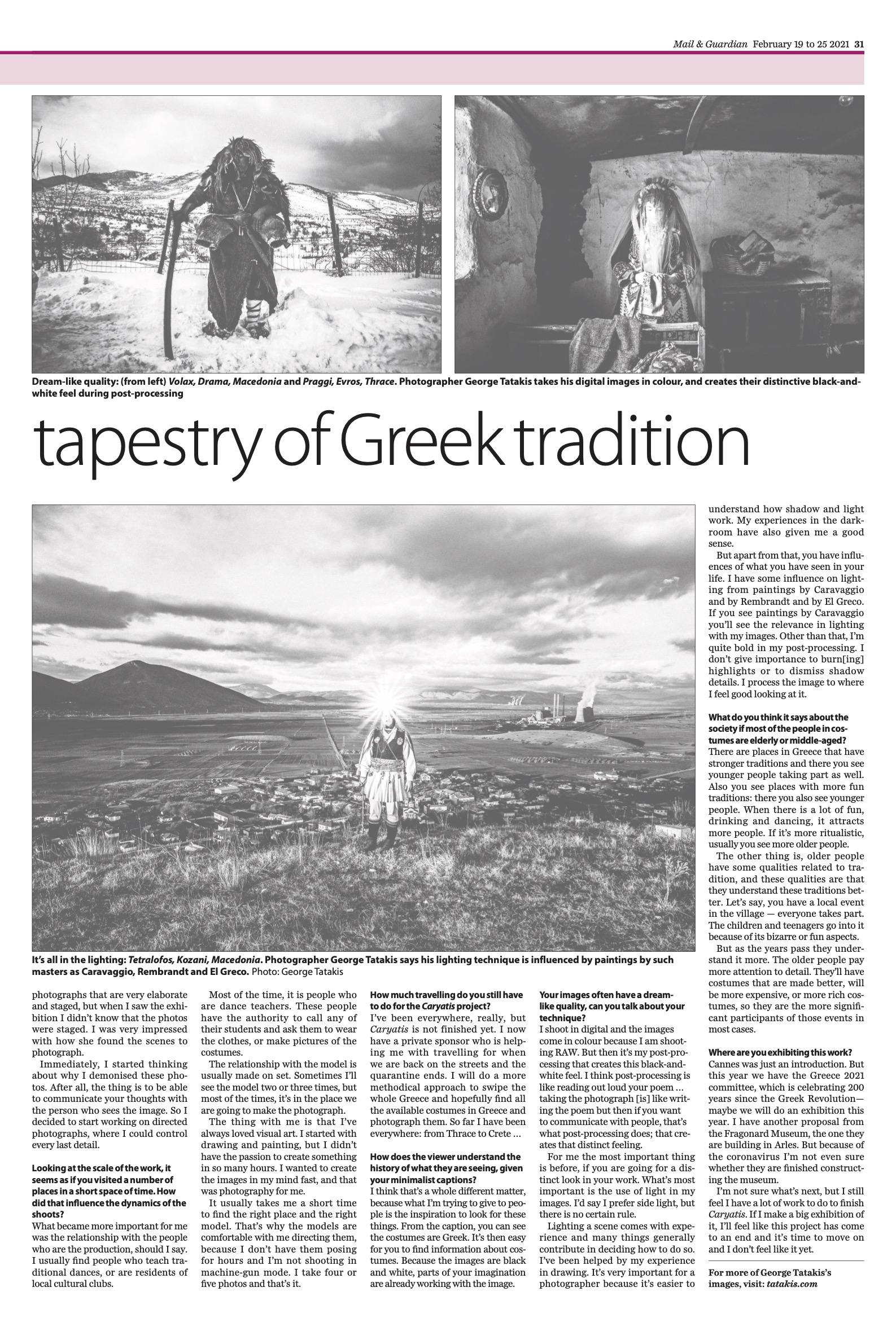 George Tatakis's 'Greek Tradition' in Mail & Guardian - Institute Artist