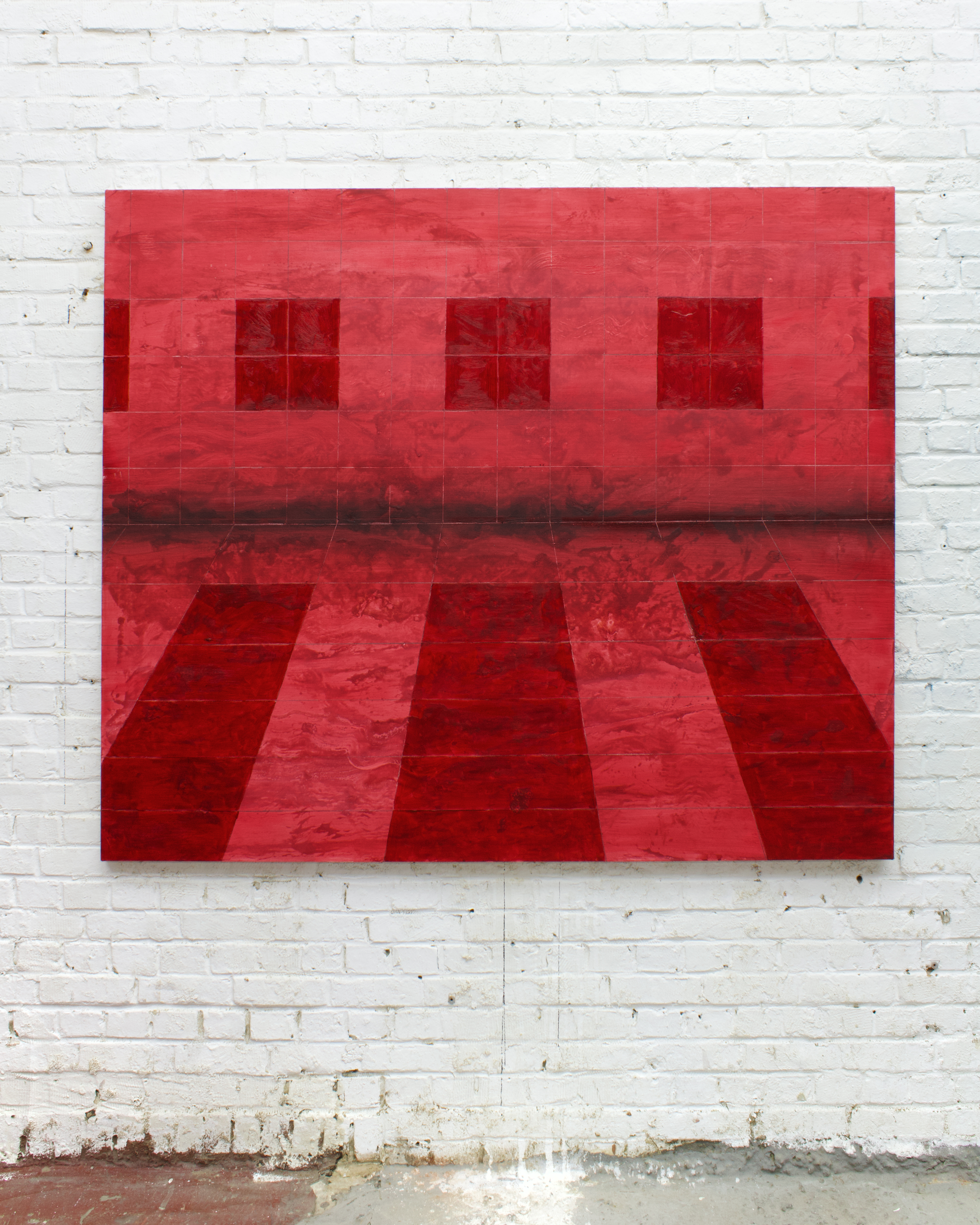 "Alizarin crimson red" fat tempera, oil and laquaer on cotton, 120x140cm, 2023