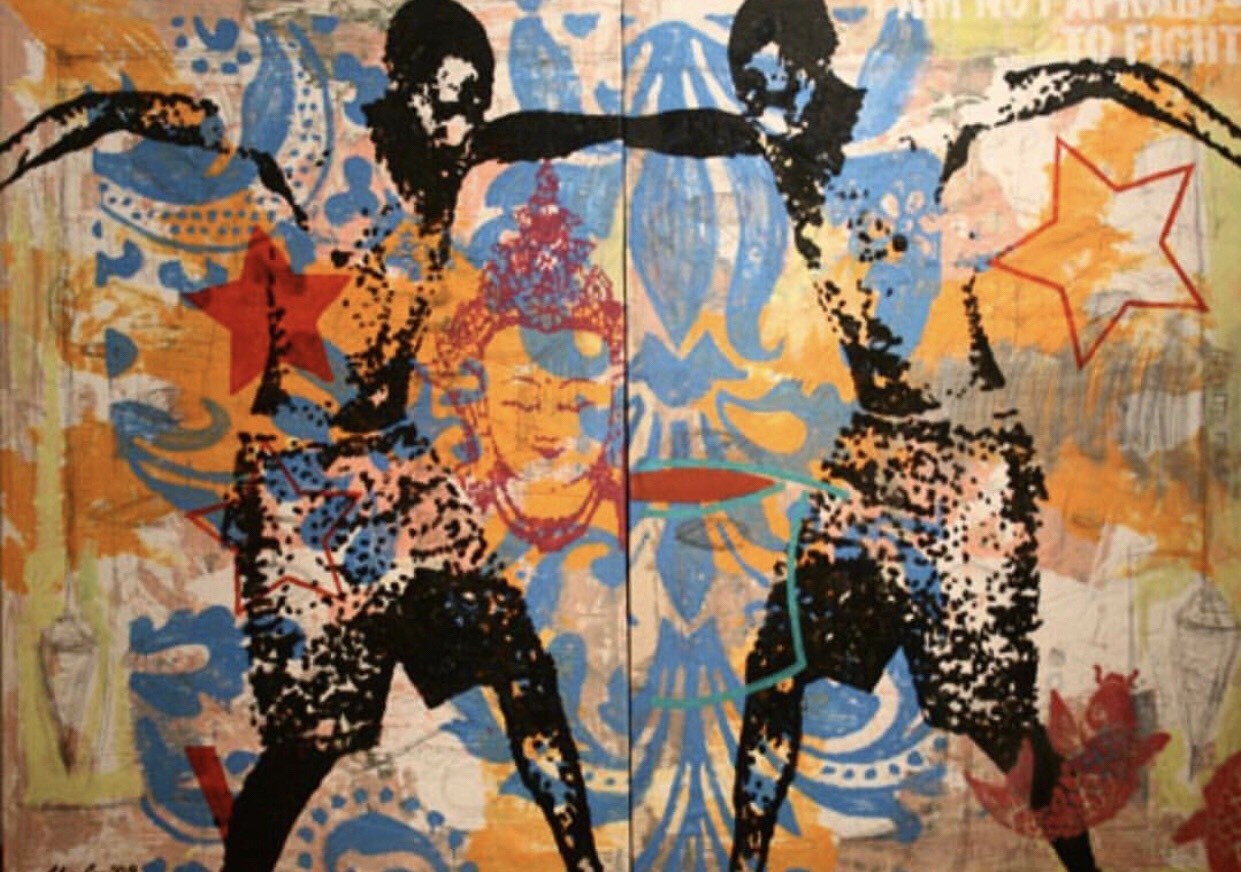 I Am Not Afraid To Fight A Perfect Stranger 2010 acrylic on canvas 6.5'x11'/198x335cm