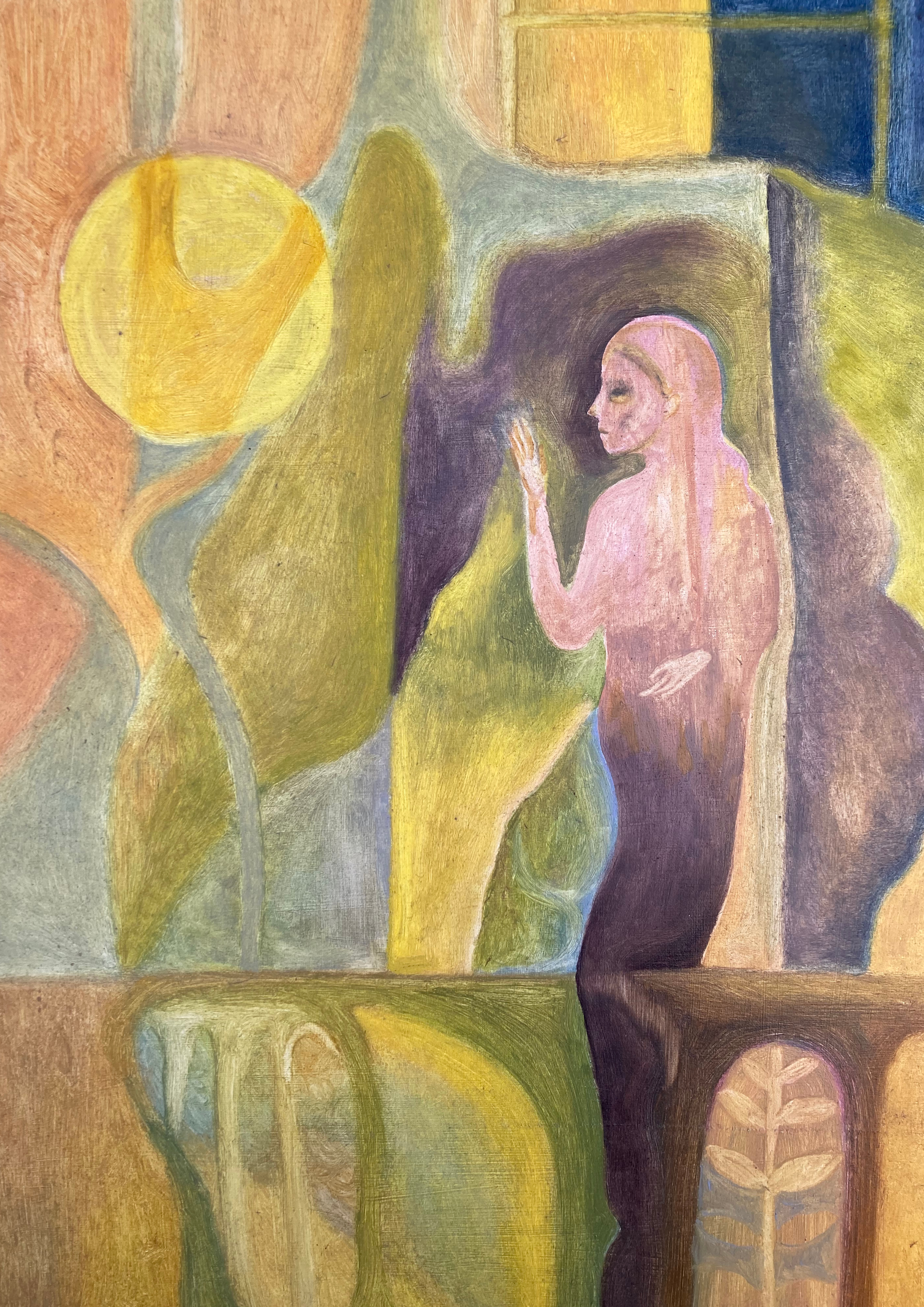 Between the walls I hear your voice, oil on board, 2022