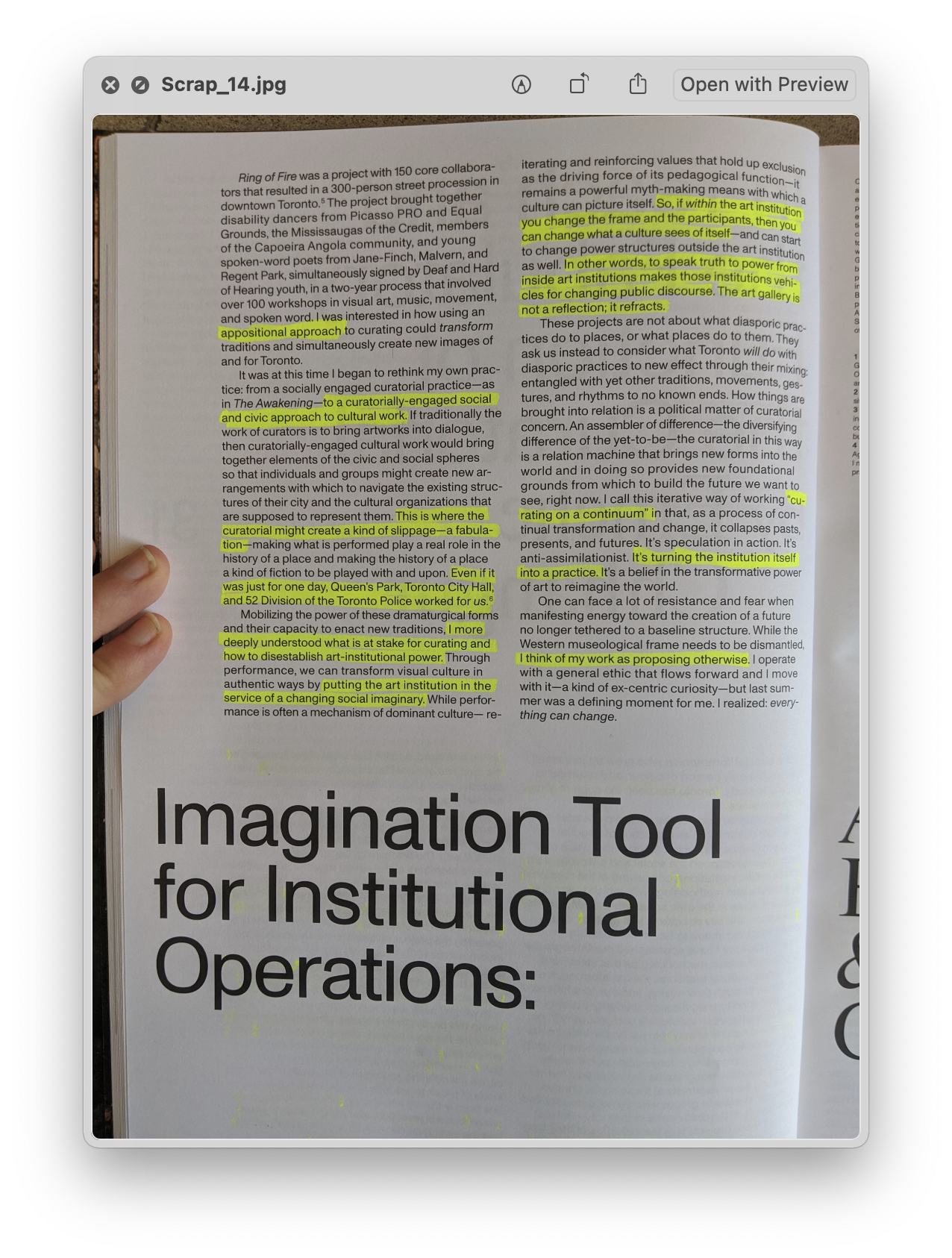 My practice happens reading