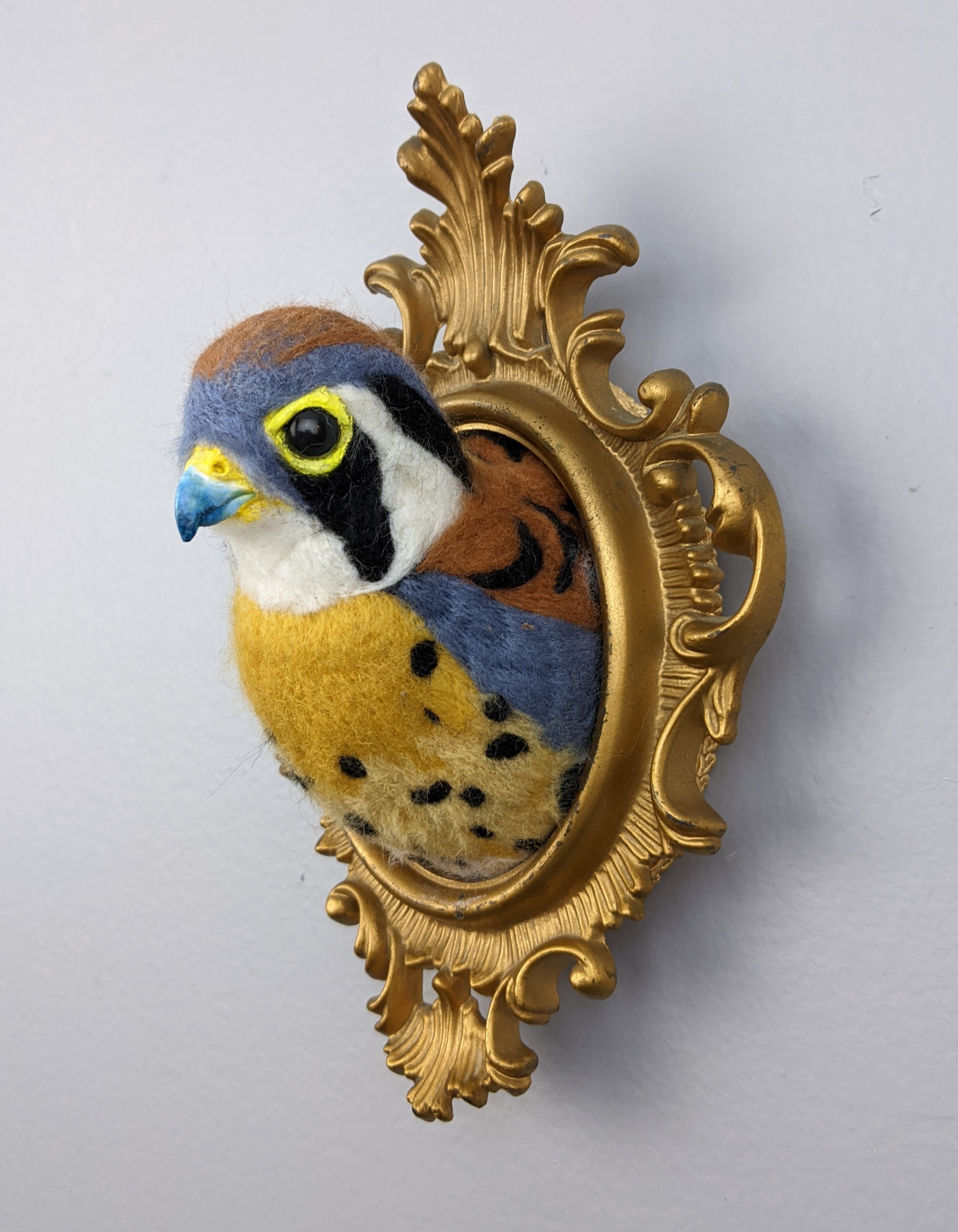 American KestrelNeedle felted wool faux taxidermy4"x7"x3.5"2023SOLD